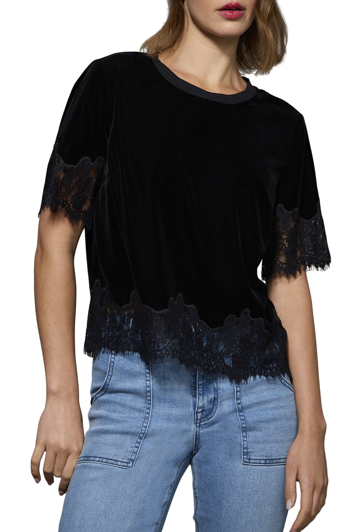 One Of A Kind Velvet Lace Top