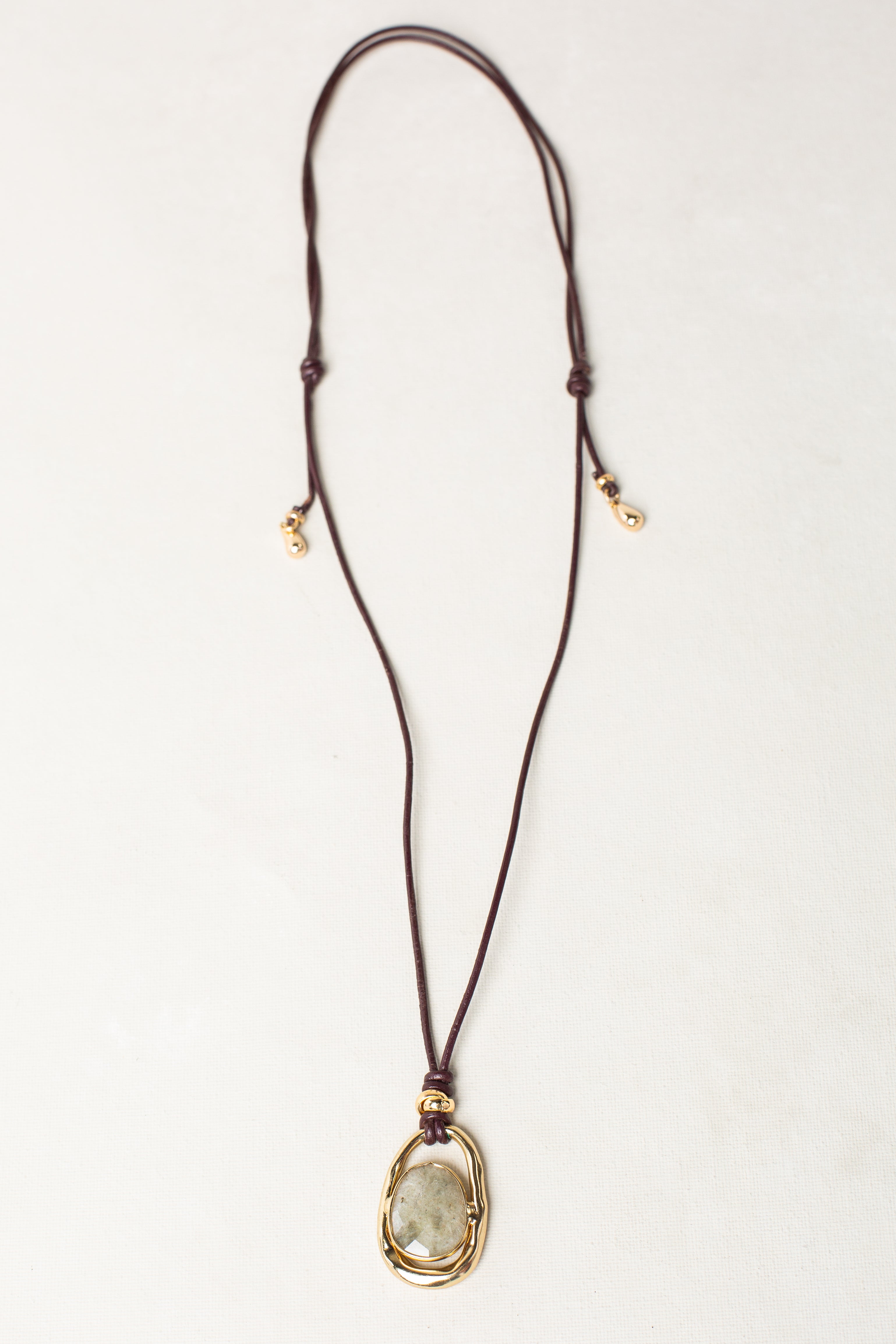 Adjustable Leather Cord Pendant Necklace