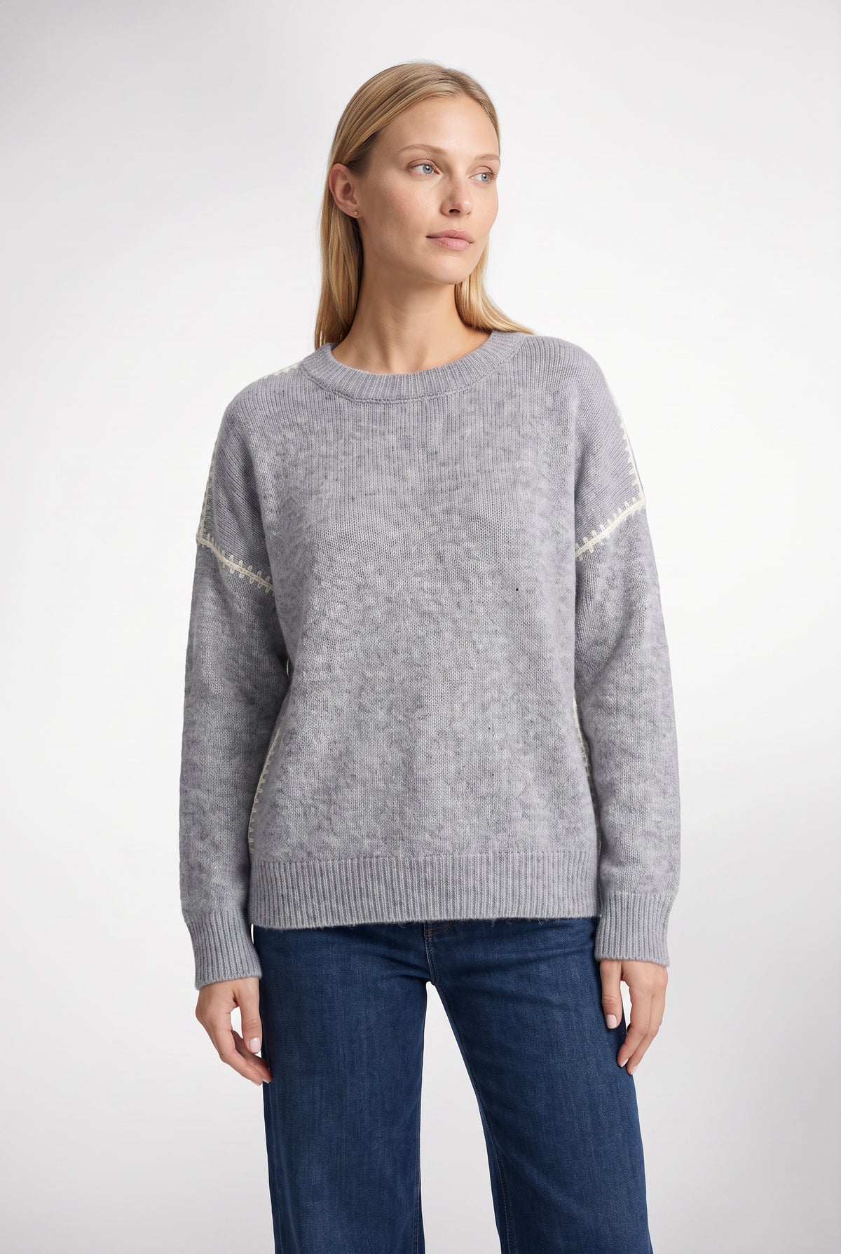 Jenny Sweater in Heather Grey & Ivory