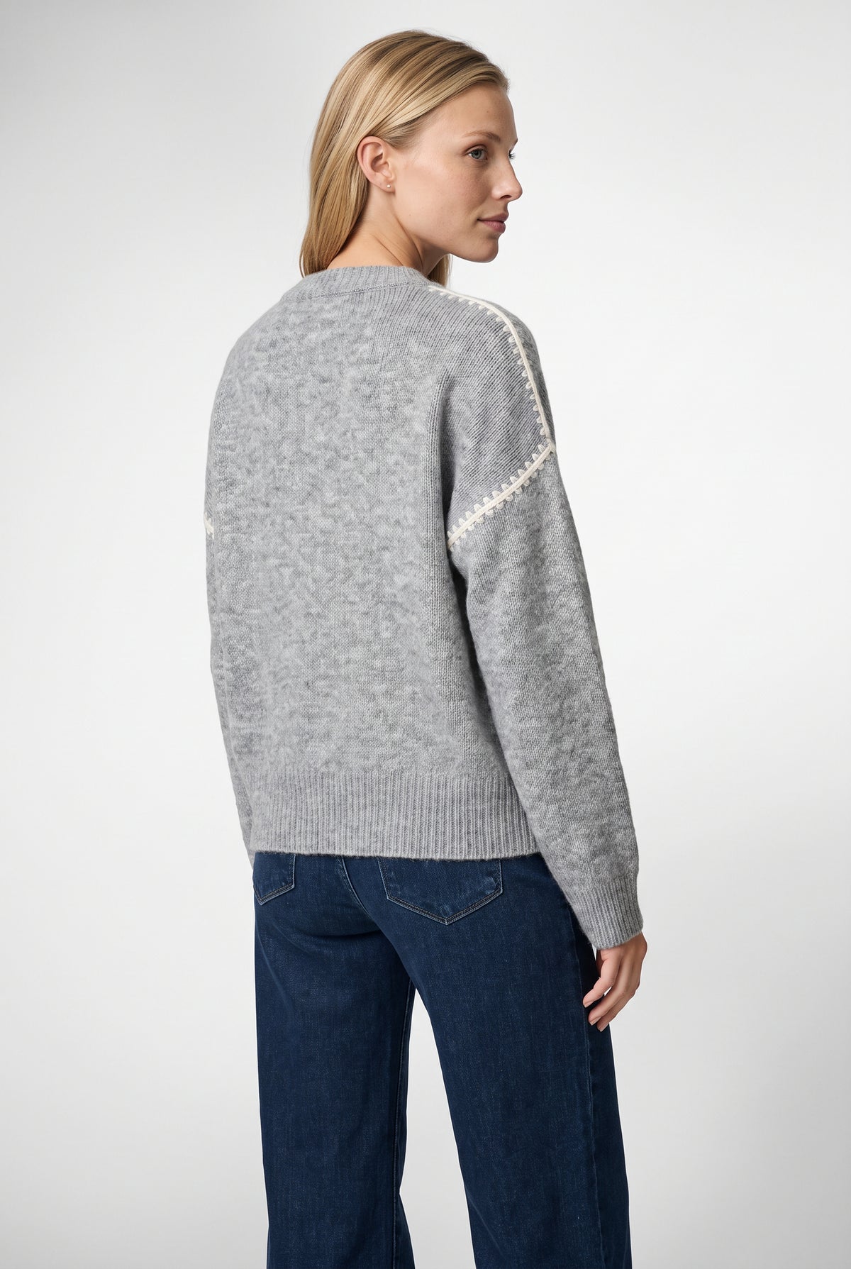 Jenny Sweater in Heather Grey & Ivory