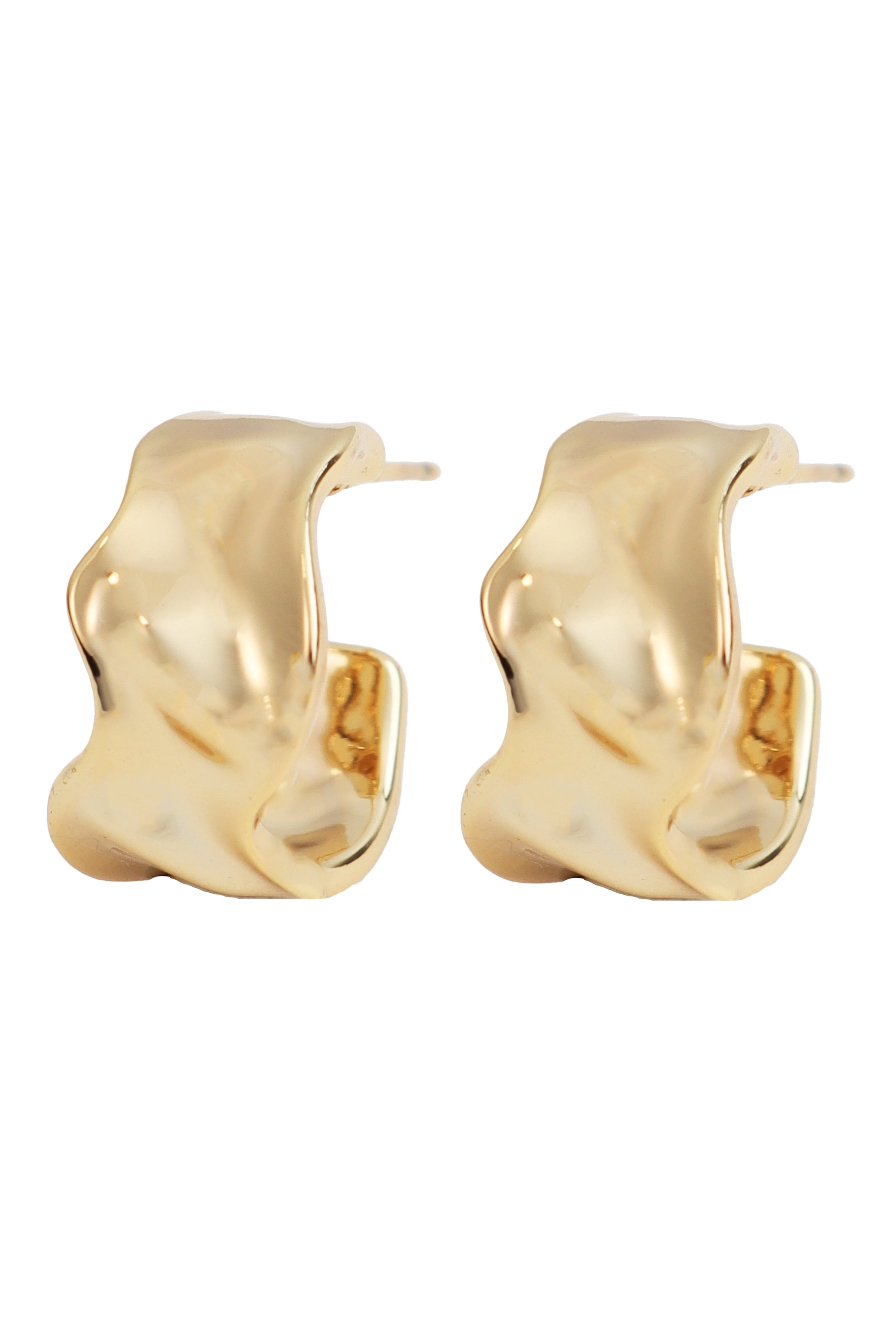 Organic Gold Post Hoop Earrings