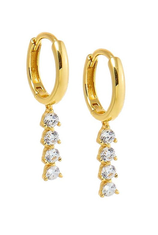 Mini Cz Tennis Drop Huggie Earring