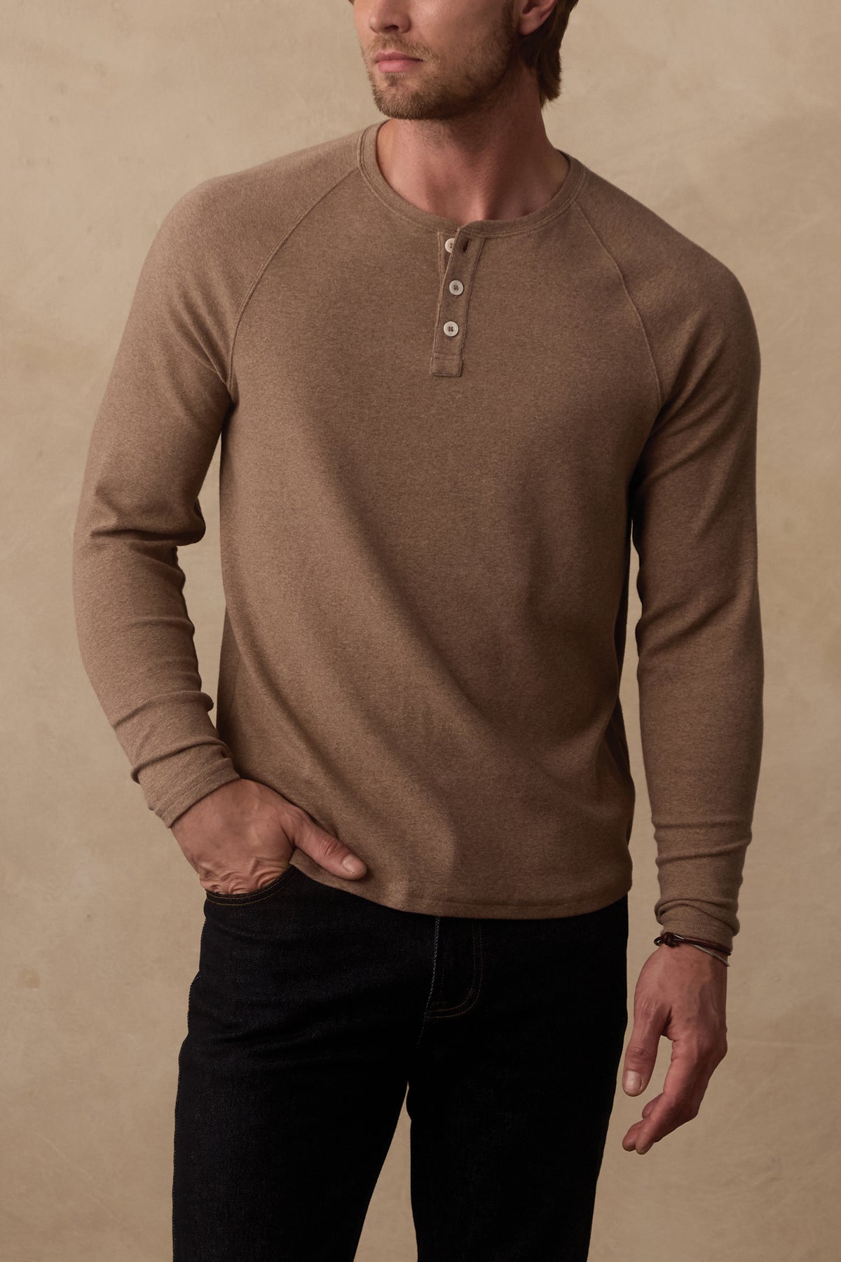 Puremeso Everyday Henley In Taupe