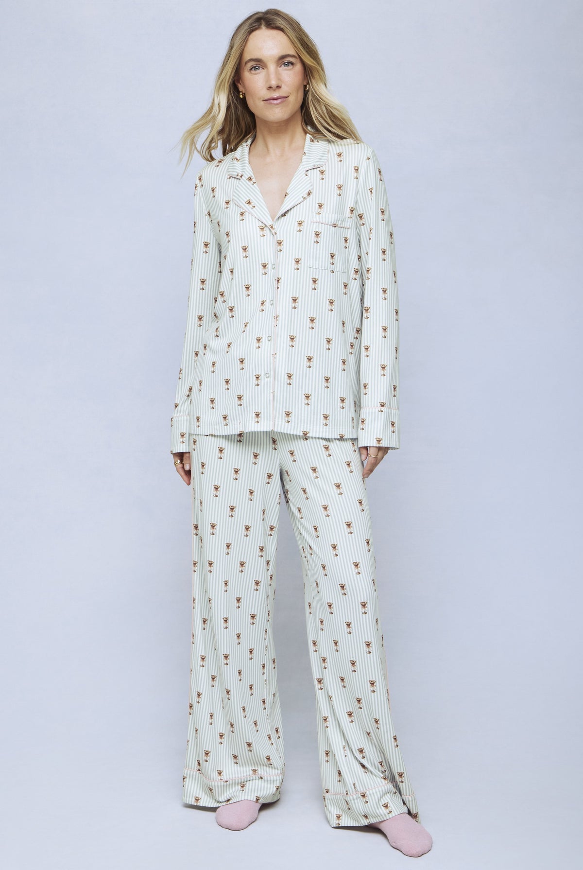 Flora Pillow Soft Pj Set In Merry Martini