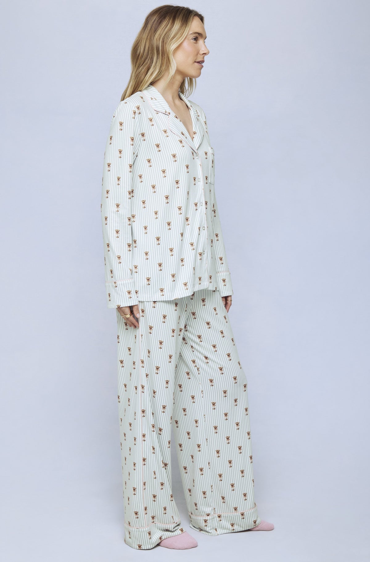 Flora Pillow Soft Pj Set In Merry Martini
