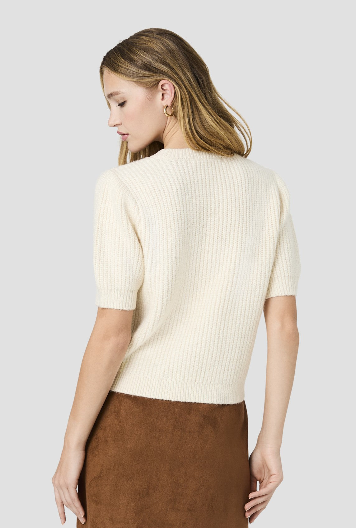 Wesley Knit Puff Sleeve Cable Top