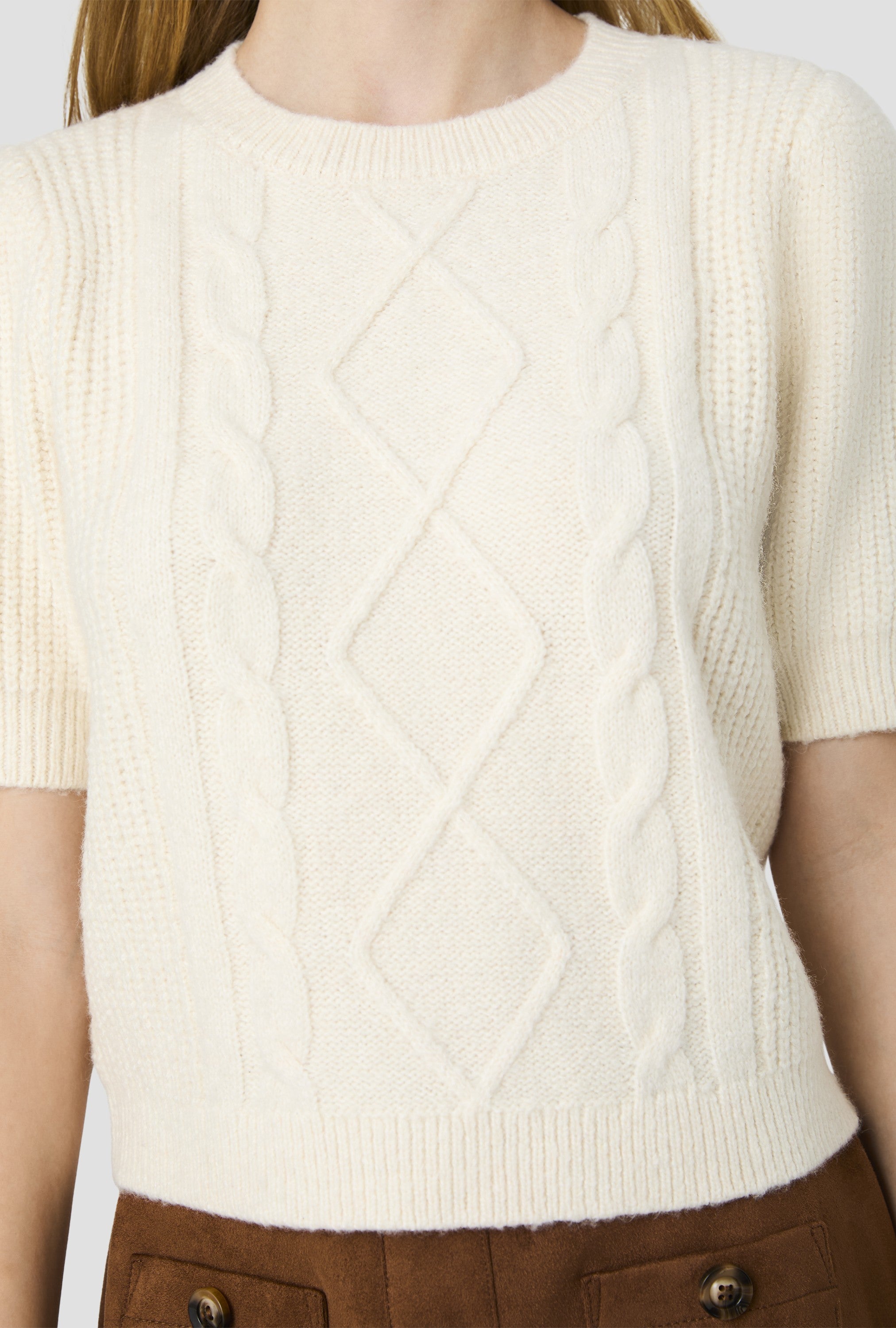 Wesley Knit Puff Sleeve Cable Top
