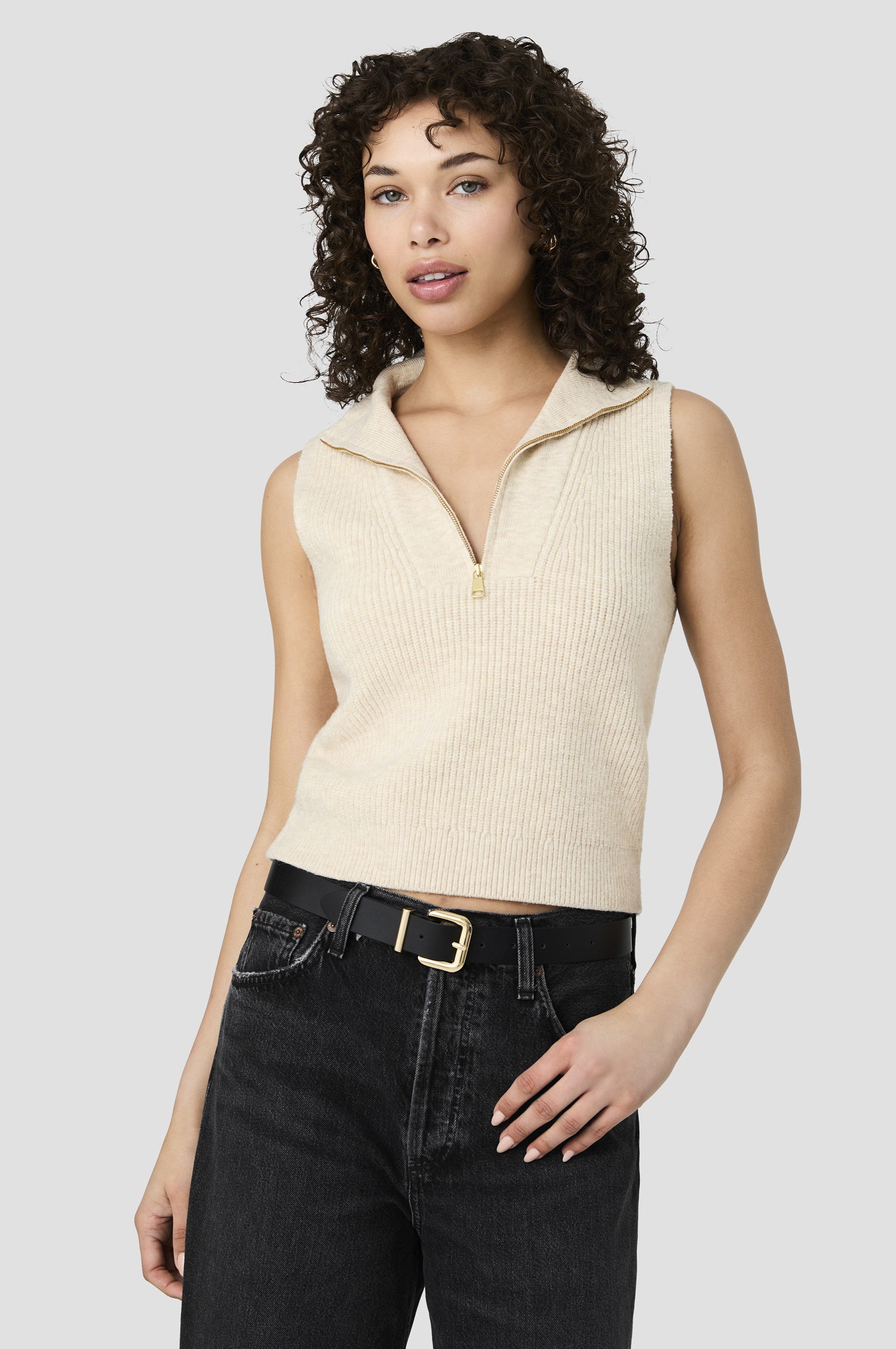 Marley Knit Half Ziprib Vest