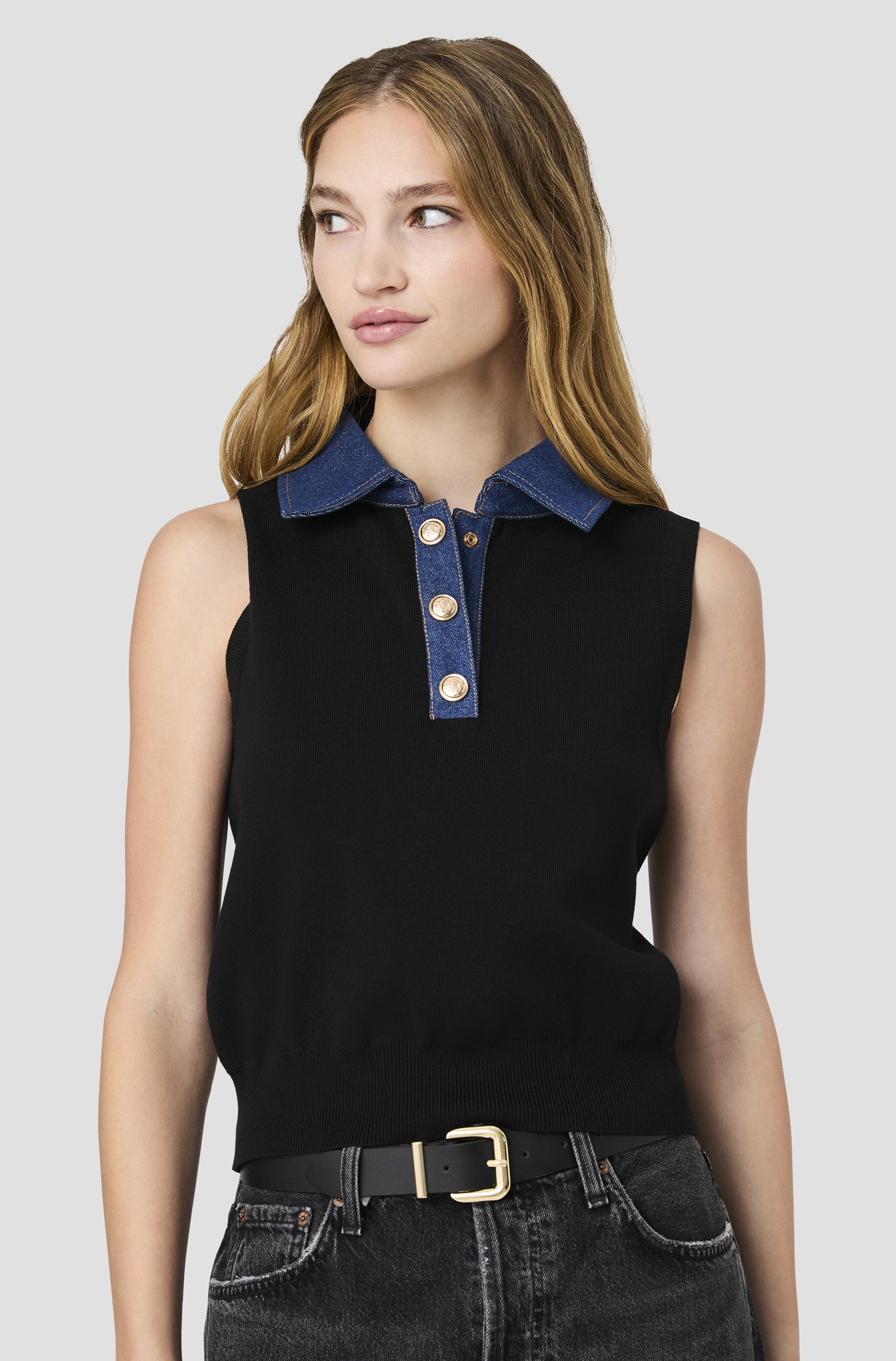 Maxime Knit Denimcollar Vest