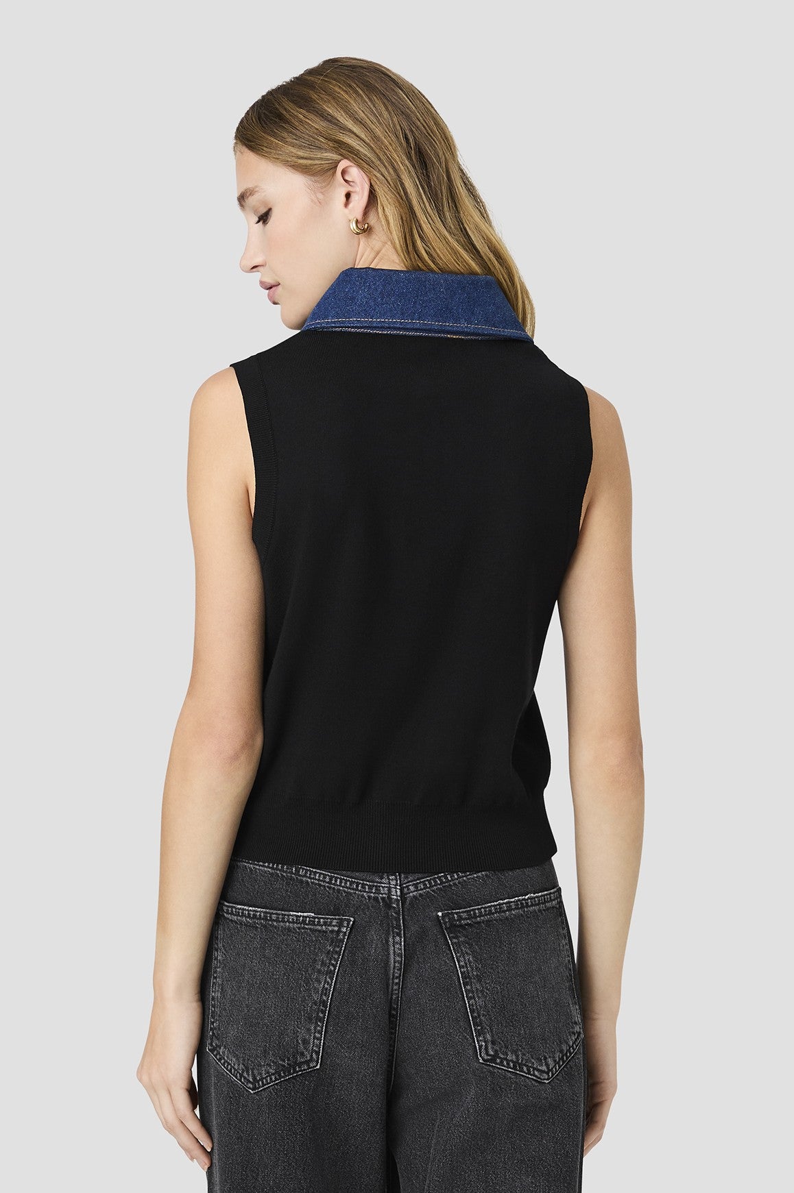 Maxime Knit Denimcollar Vest