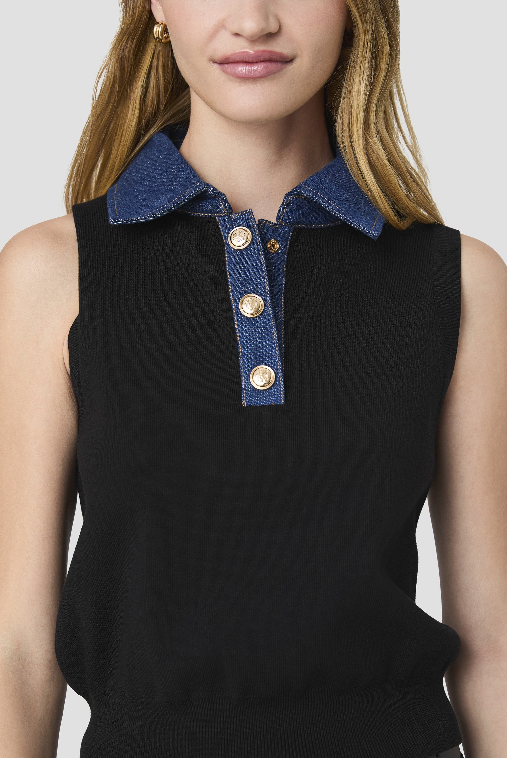 Maxime Knit Denimcollar Vest