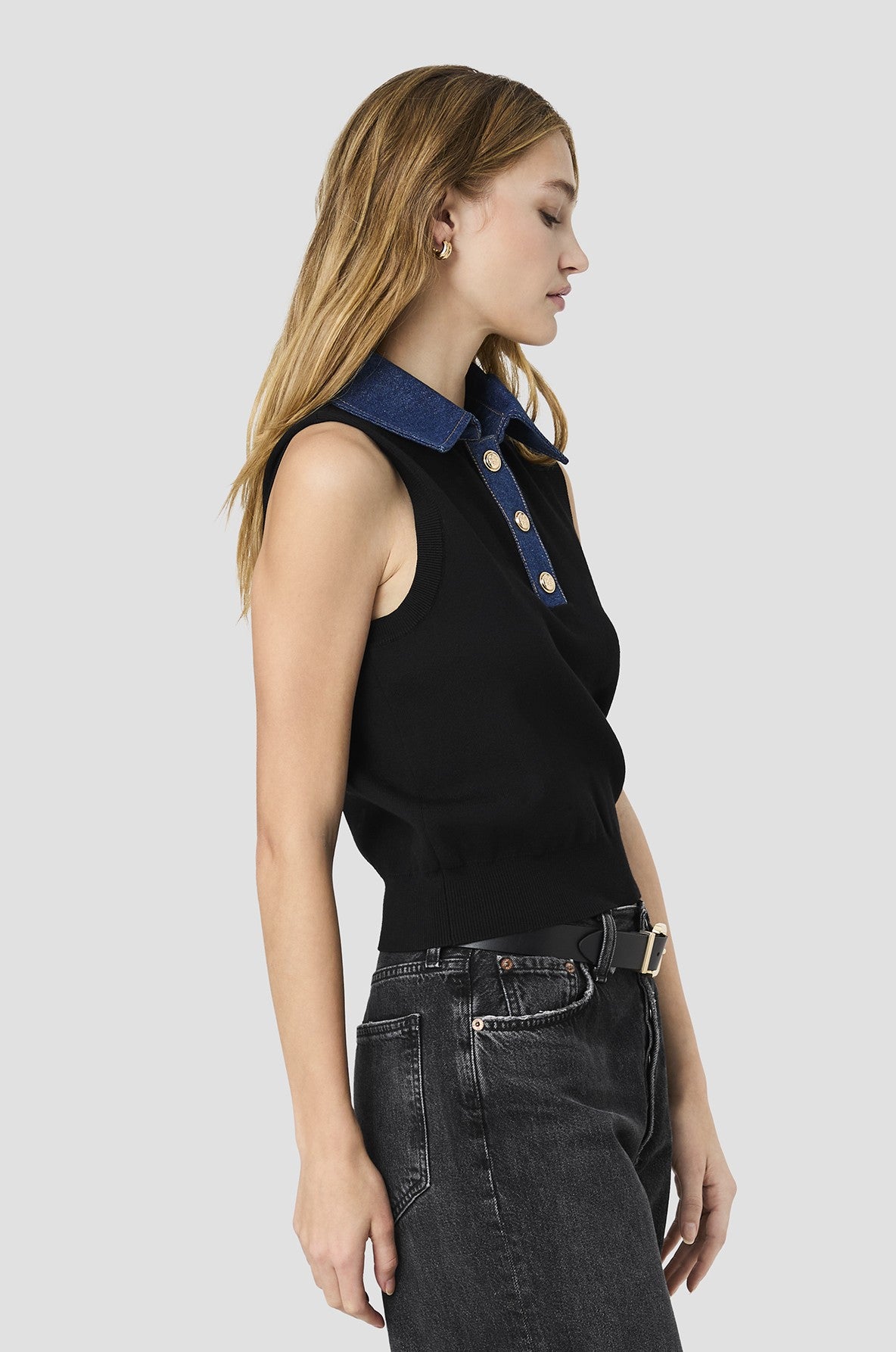 Maxime Knit Denimcollar Vest