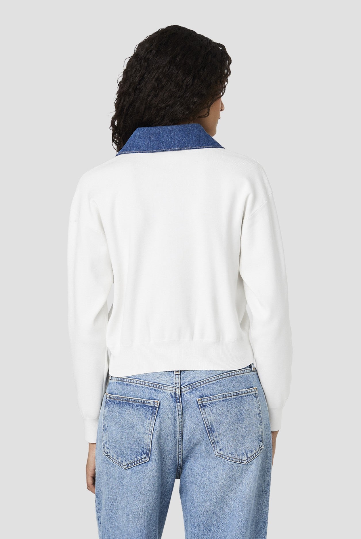 Denim/Knit Collared Sweater