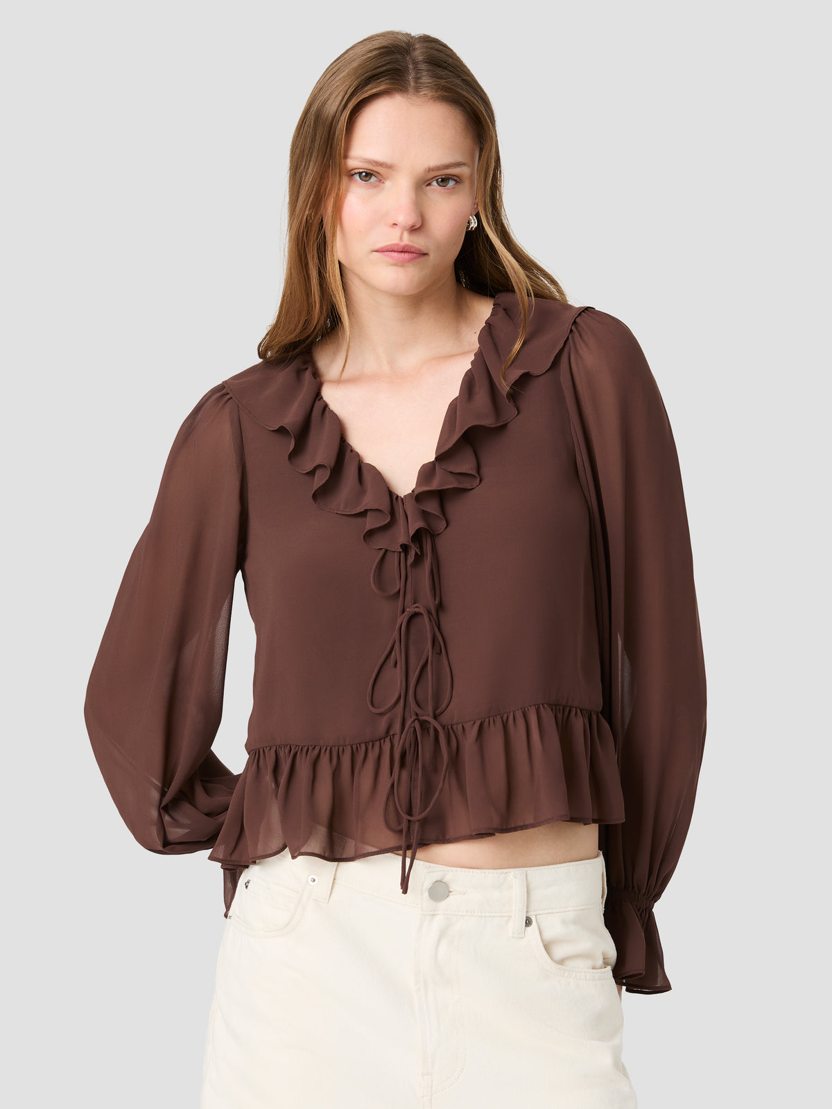Marina Long Sleeve Front Tieblouse