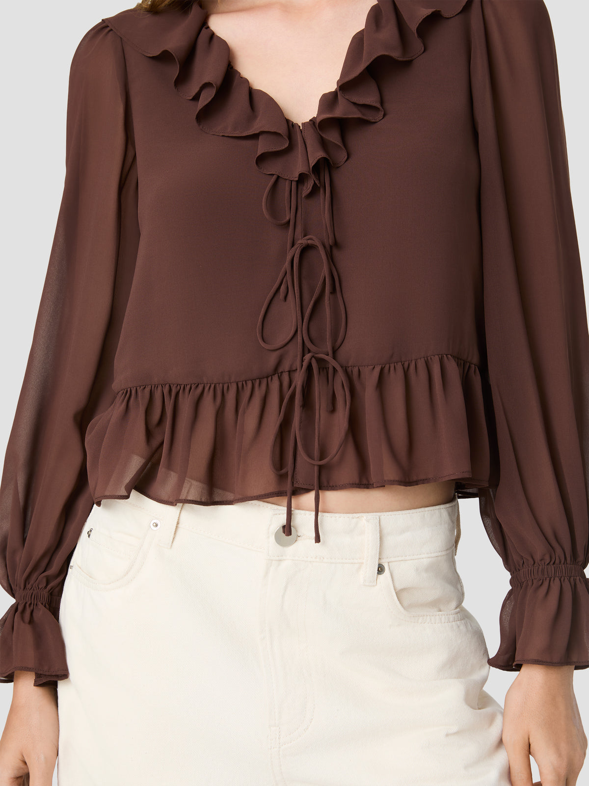 Marina Long Sleeve Front Tieblouse