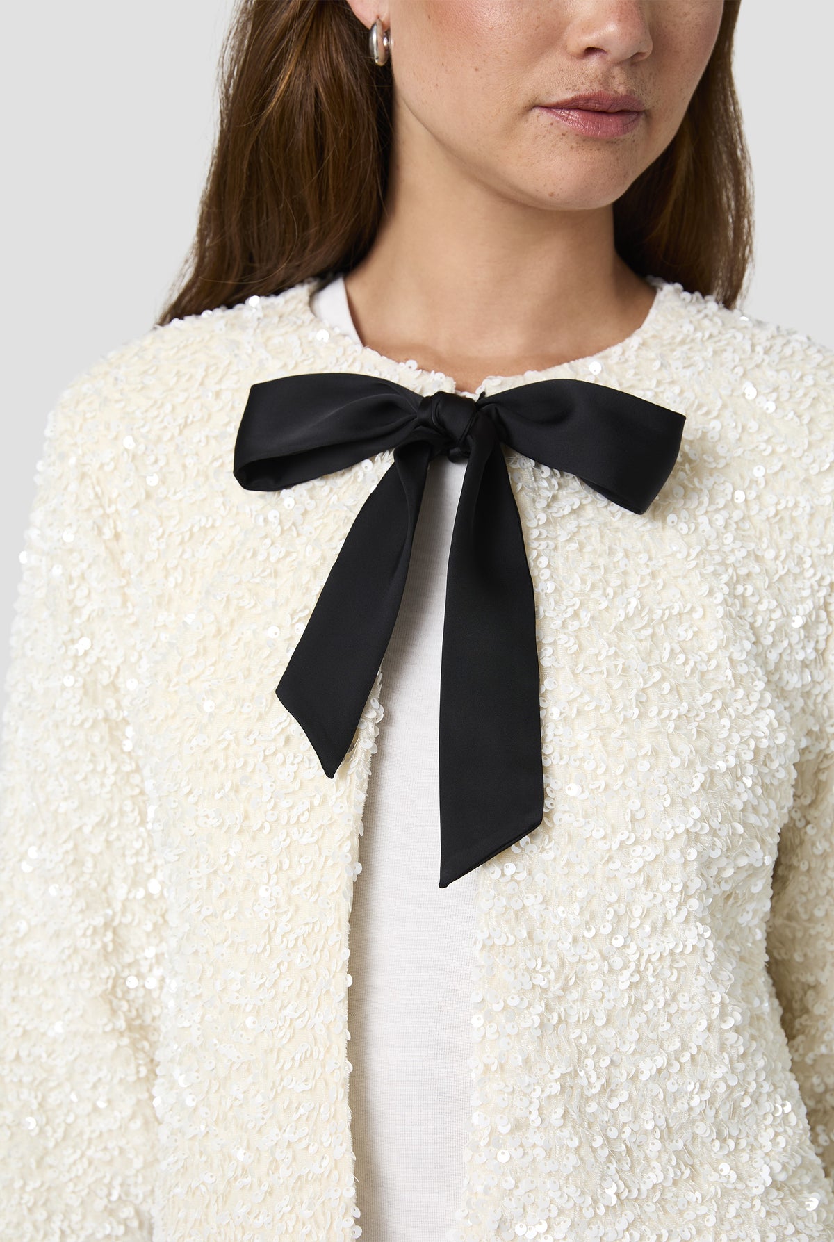 Sequin Stretch Velvet Chiffon Jacket