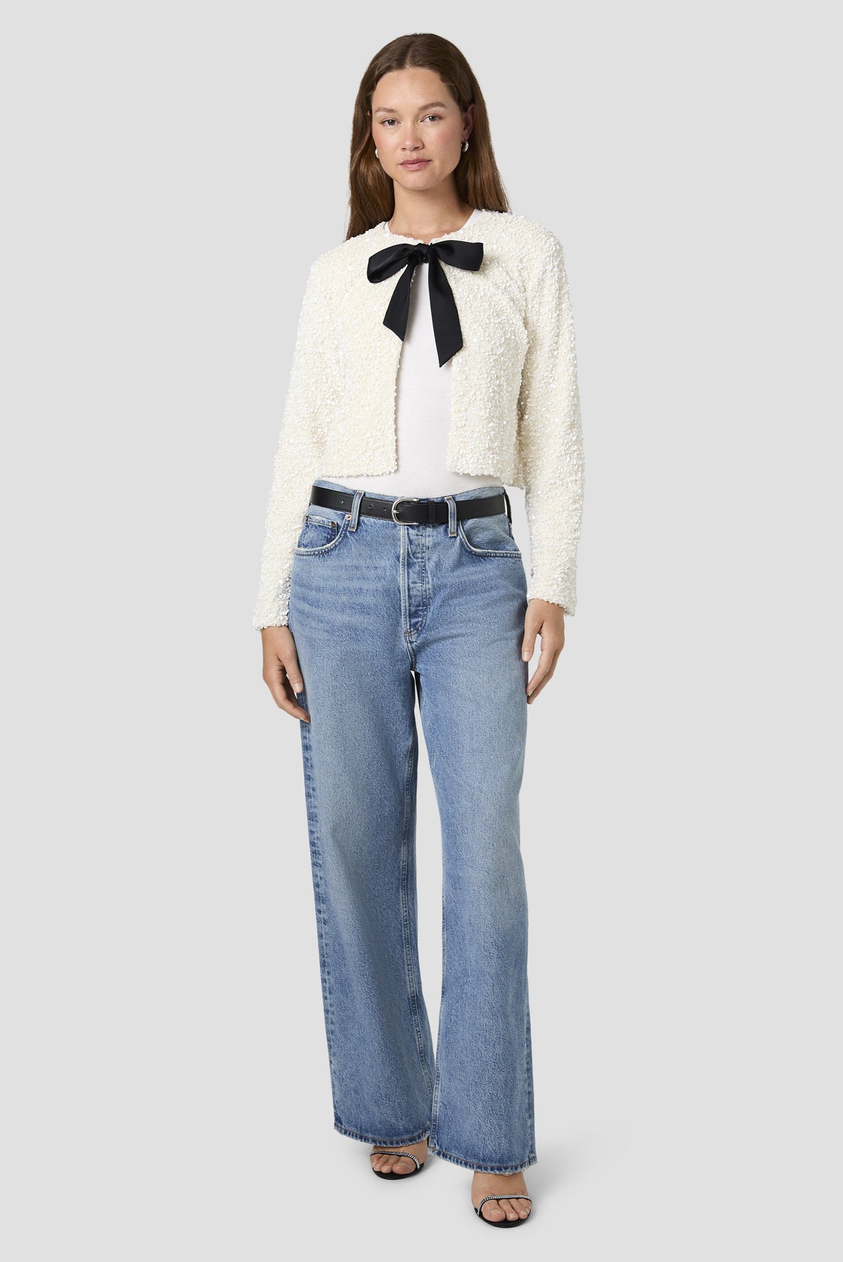 Sequin Stretch Velvet Chiffon Jacket