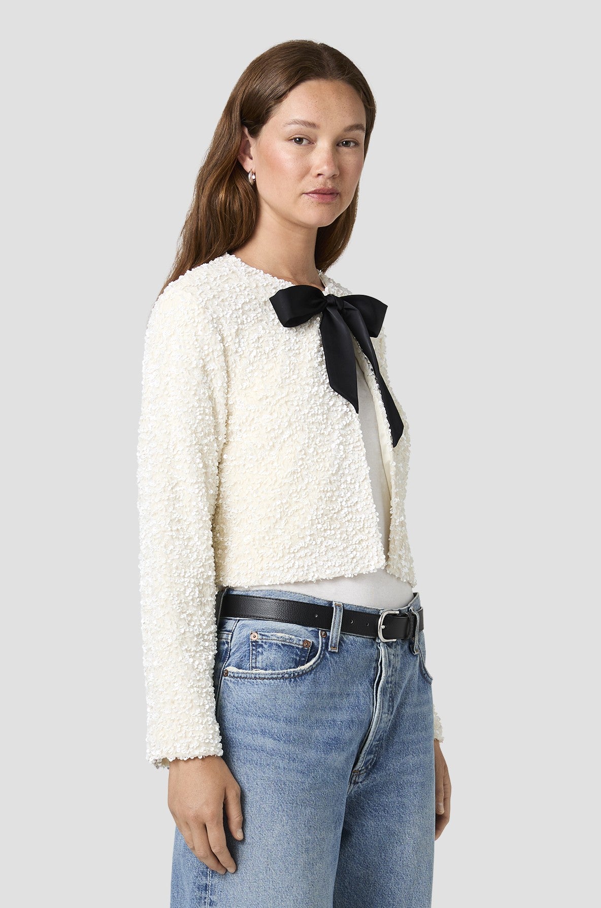 Sequin Stretch Velvet Chiffon Jacket