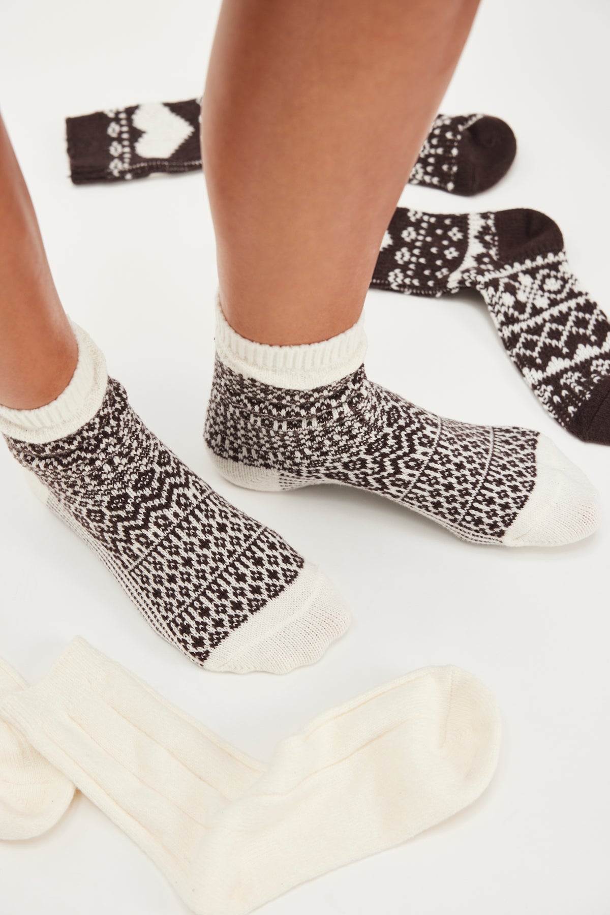 Nordic Knit Sock Pack In Brown Combo