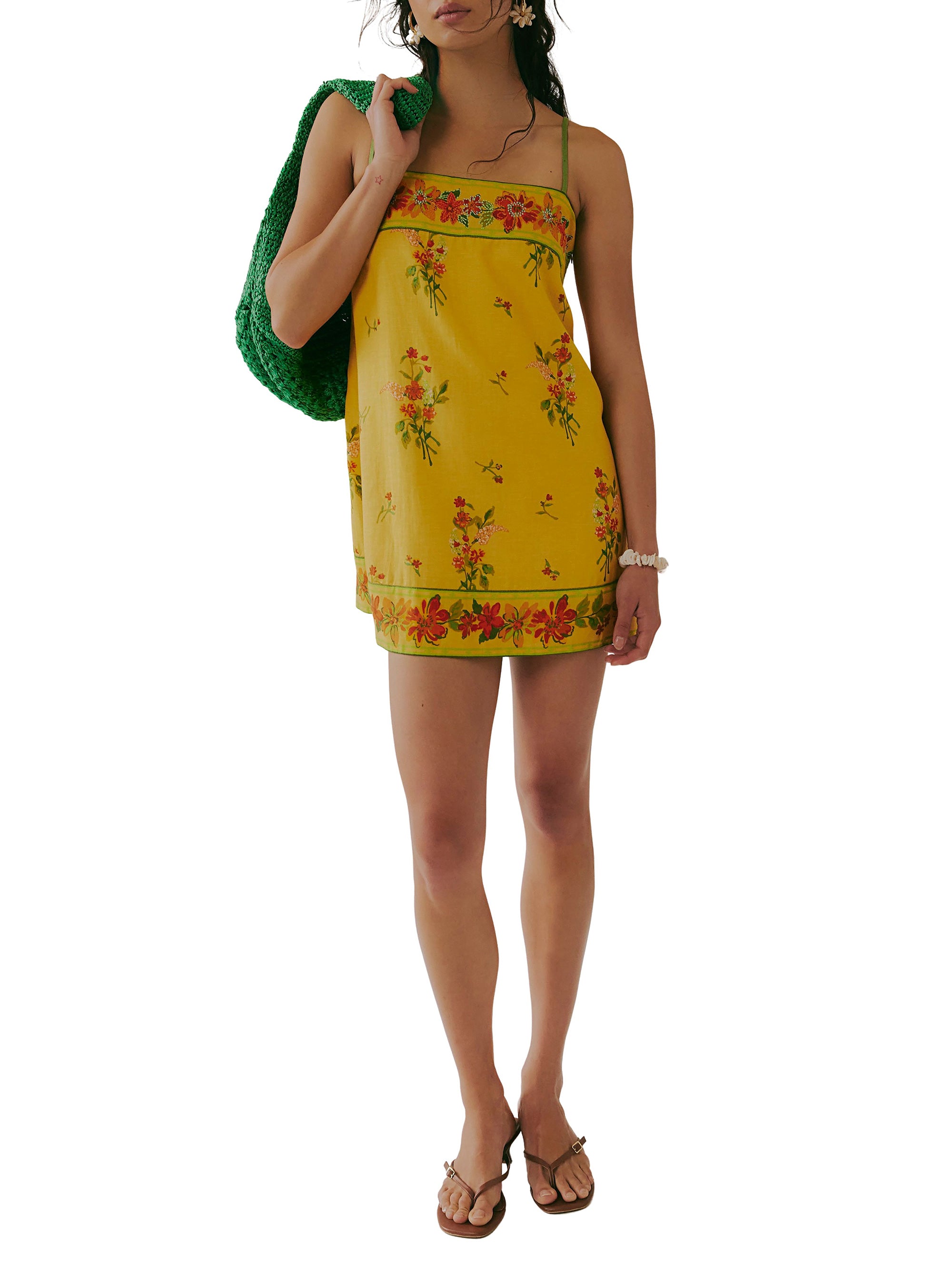 free people yellow beaded dress Bali Golden Sun Dress