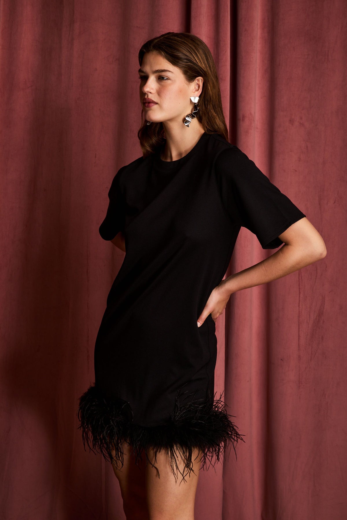 Jayden Feather Jersey Knit Mini Dress