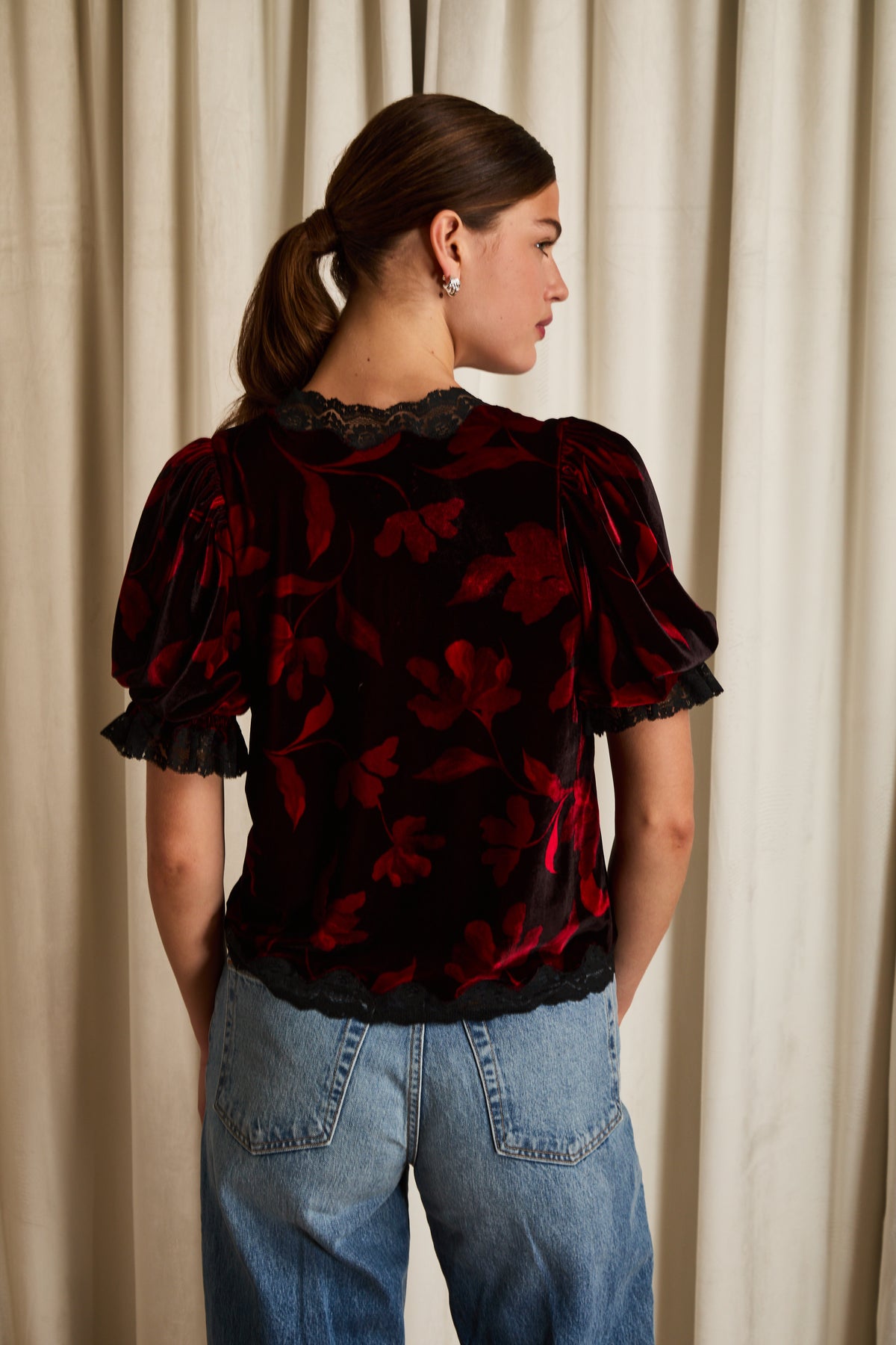 Berlin Dark Floral Printed Velvet Top