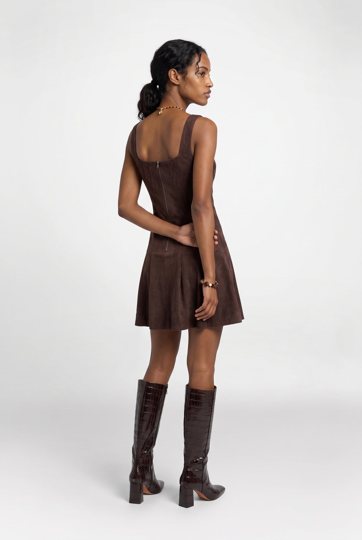 Daphne Flirty Suede Mini Dress