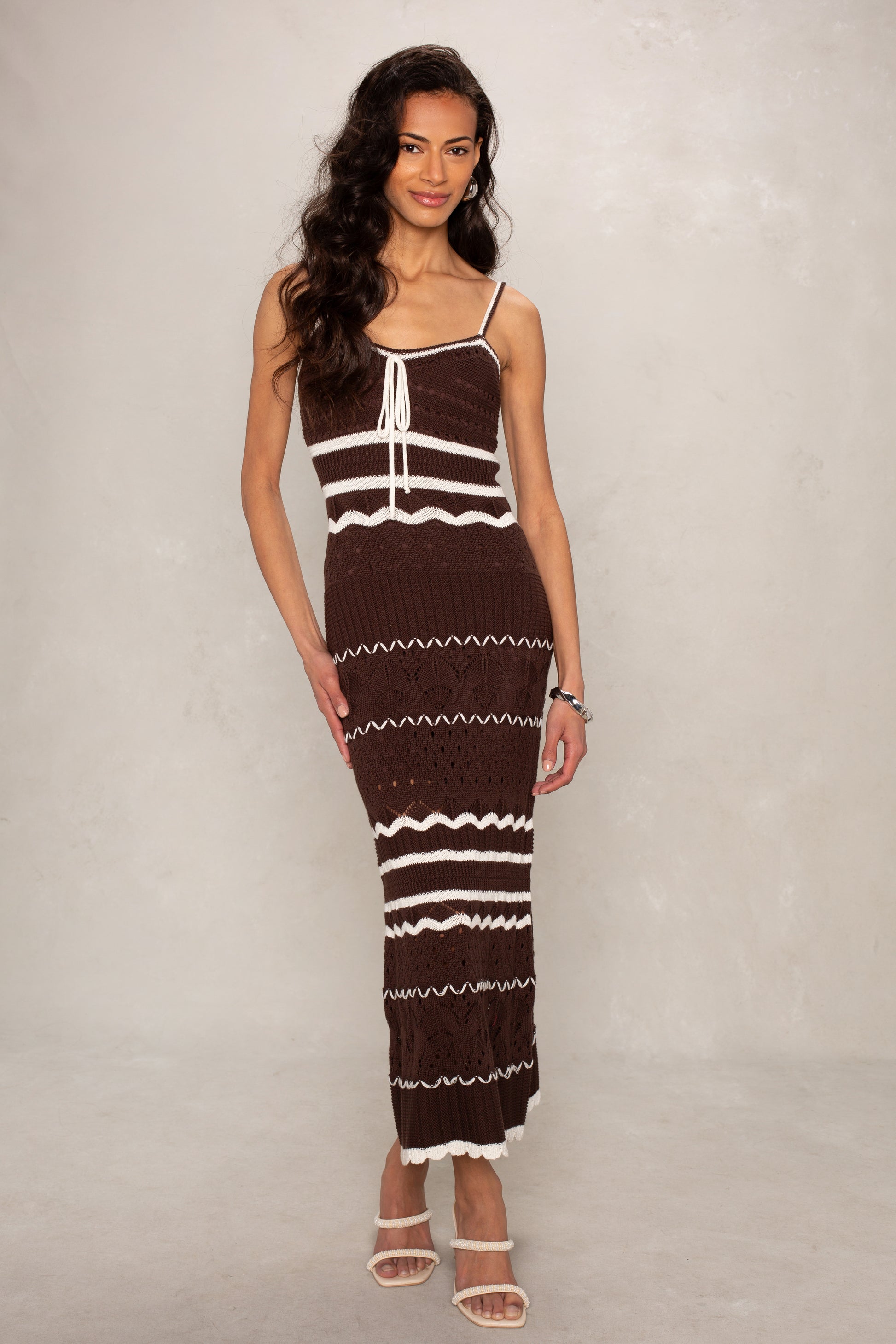 Harper Crochet Midi Dress - Cream Multi / S