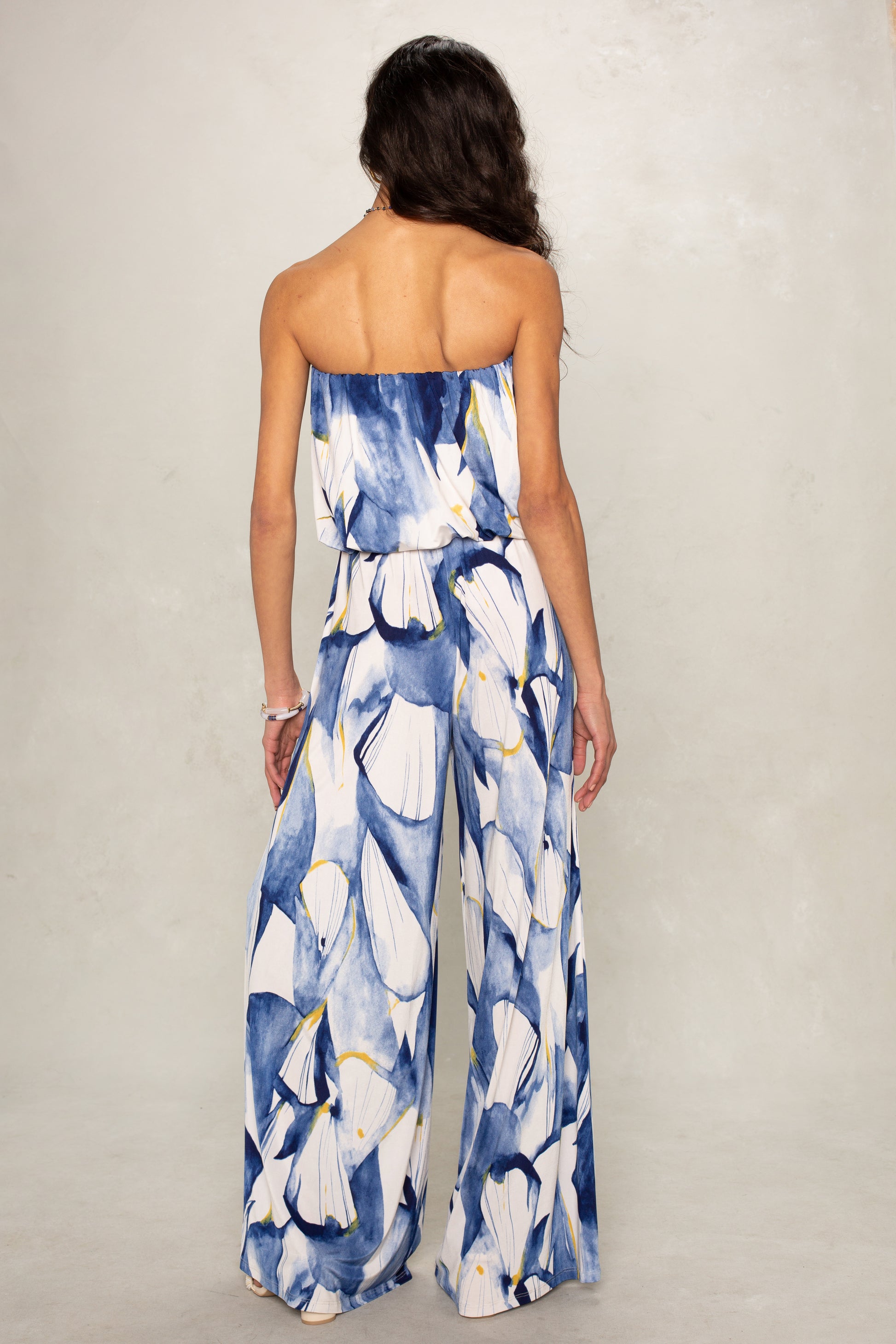 Ari Strapless Easy Jumpsuit Blue Multi / L