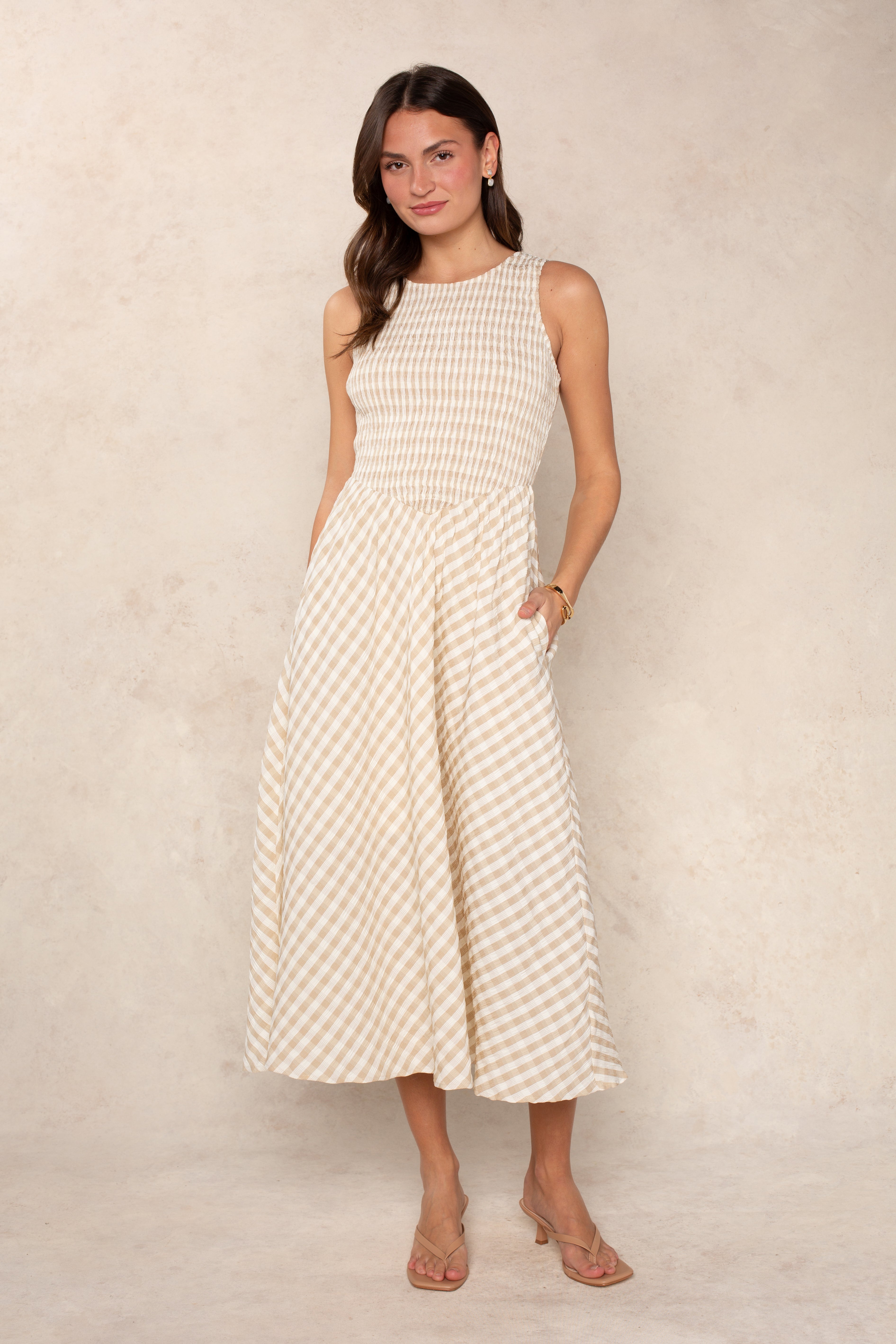 Lola Smocked Gingham Maxi Dress
