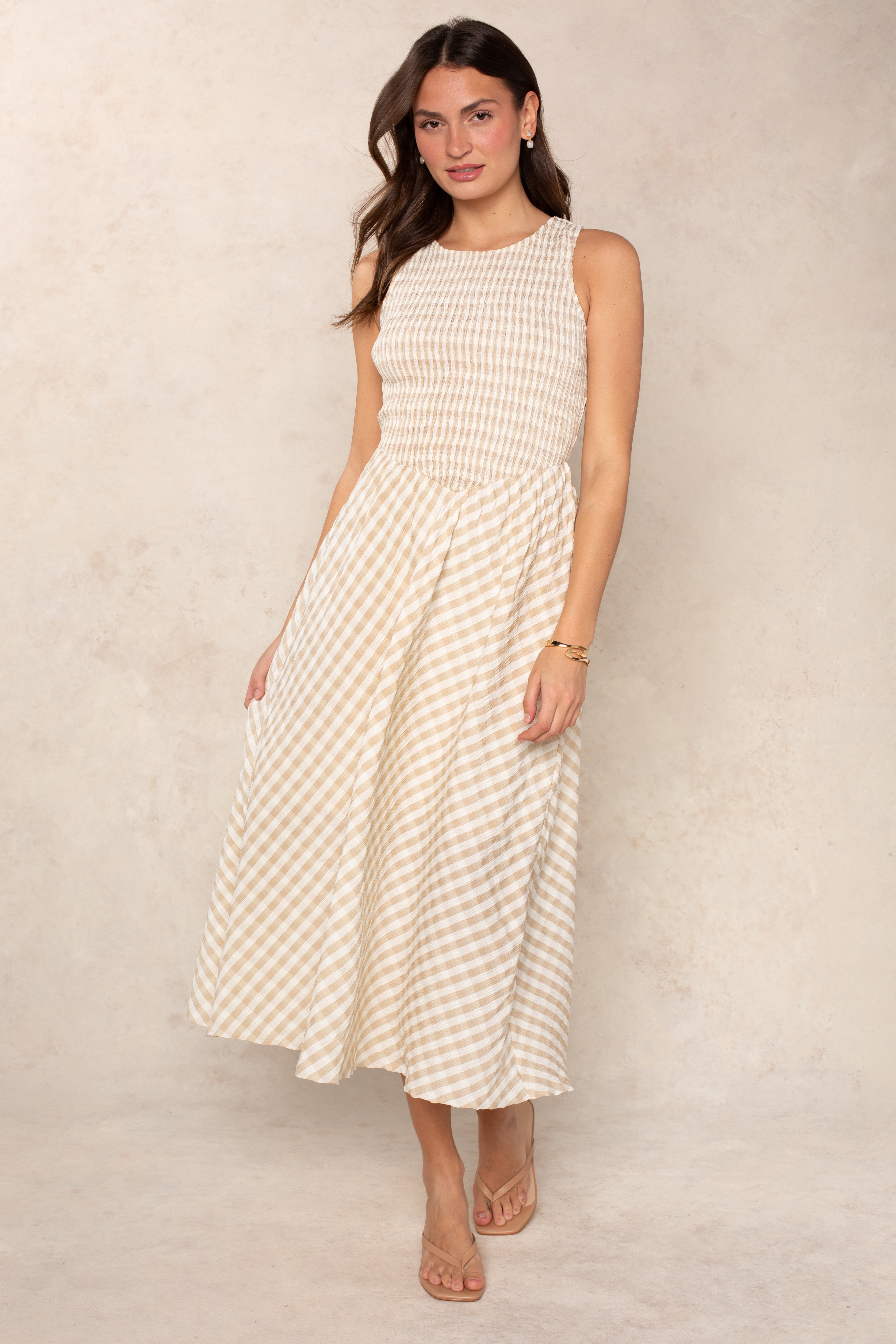 Lola Smocked Gingham Maxi Dress