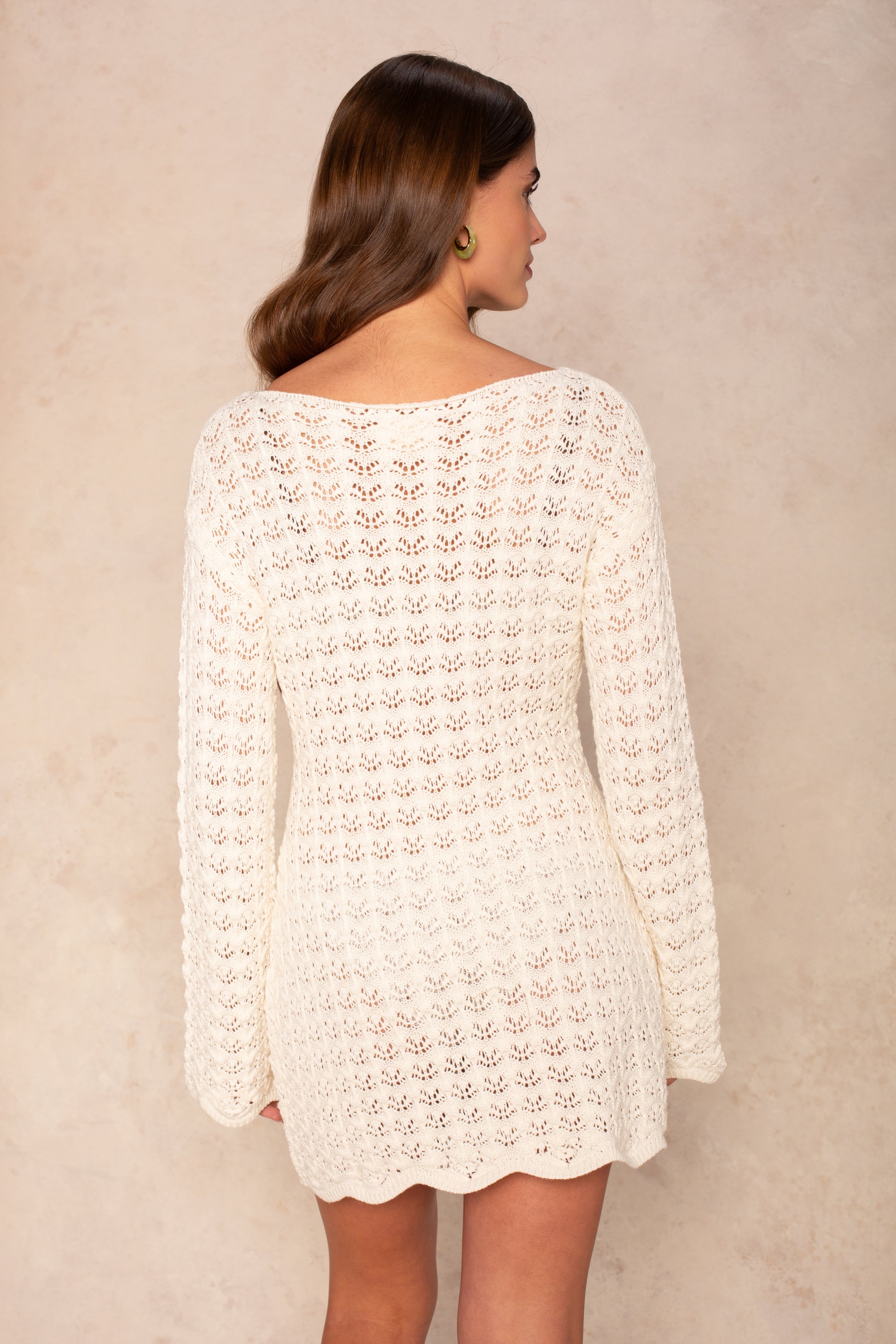Callie Crochet Cover Up Tunic Black Cream / XS