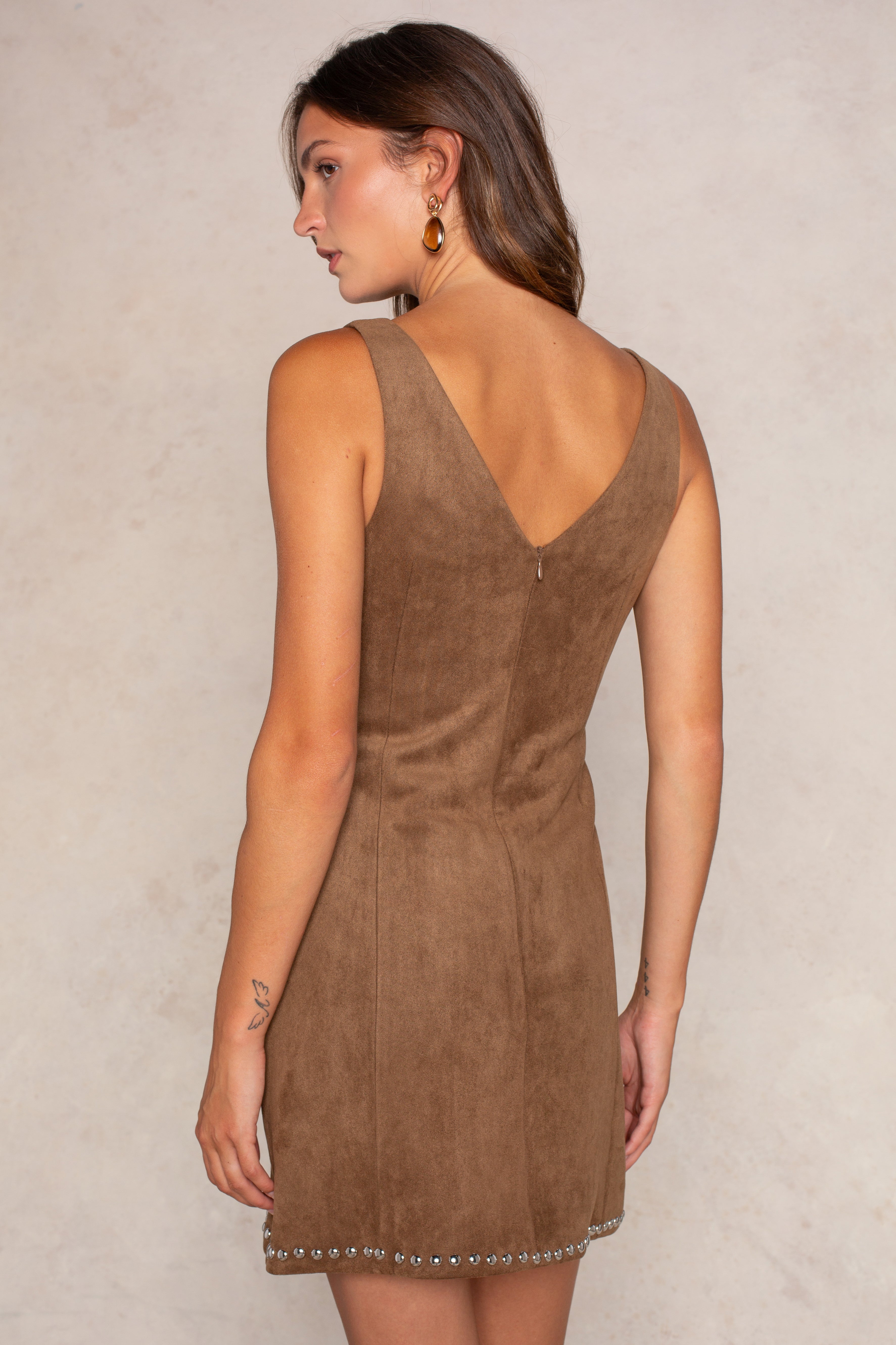 Brooks Studded Suede Mini Dress