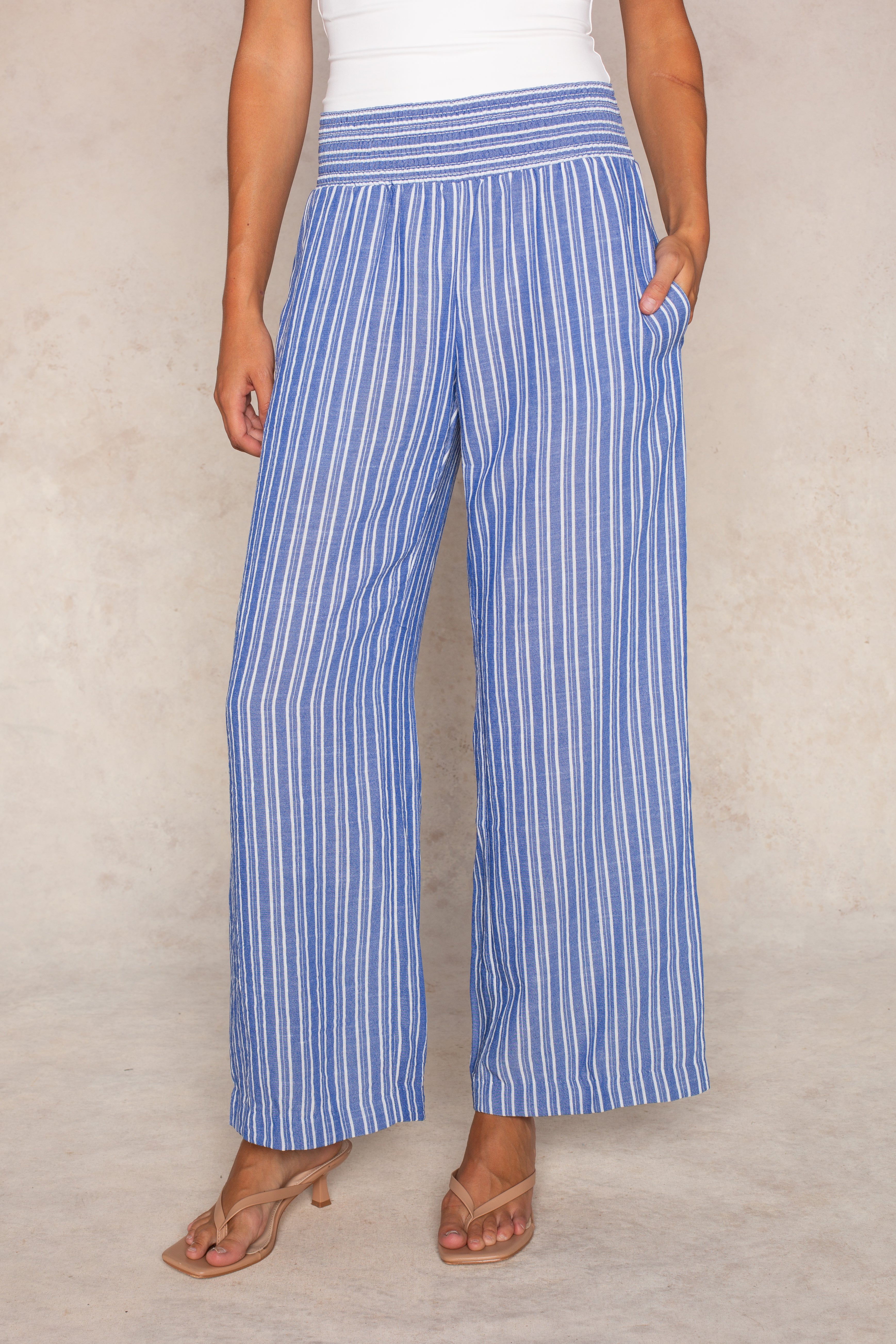 Hattie Beach Pant In Denim/White Stripe