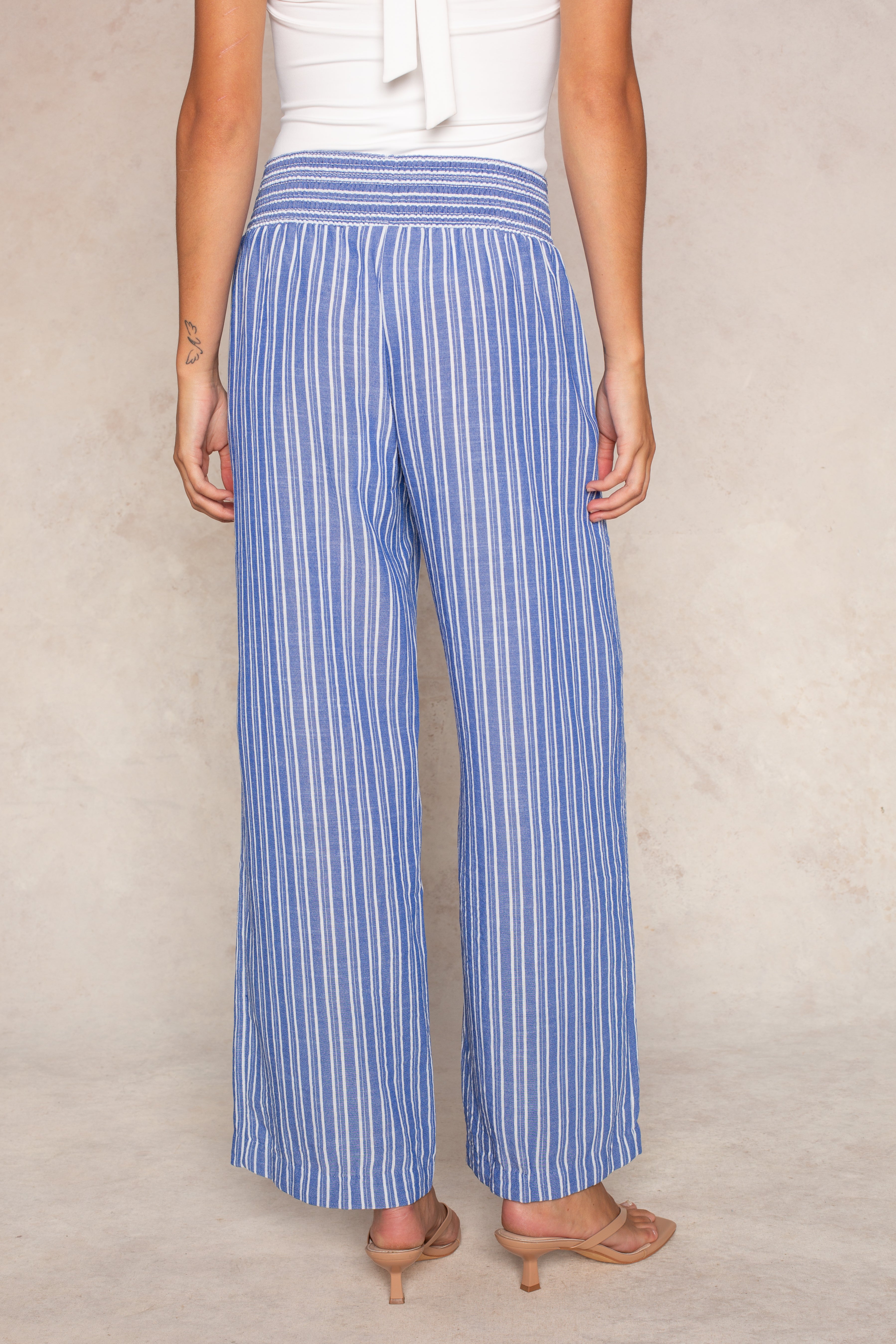 Hattie Beach Pant In Denim/White Stripe