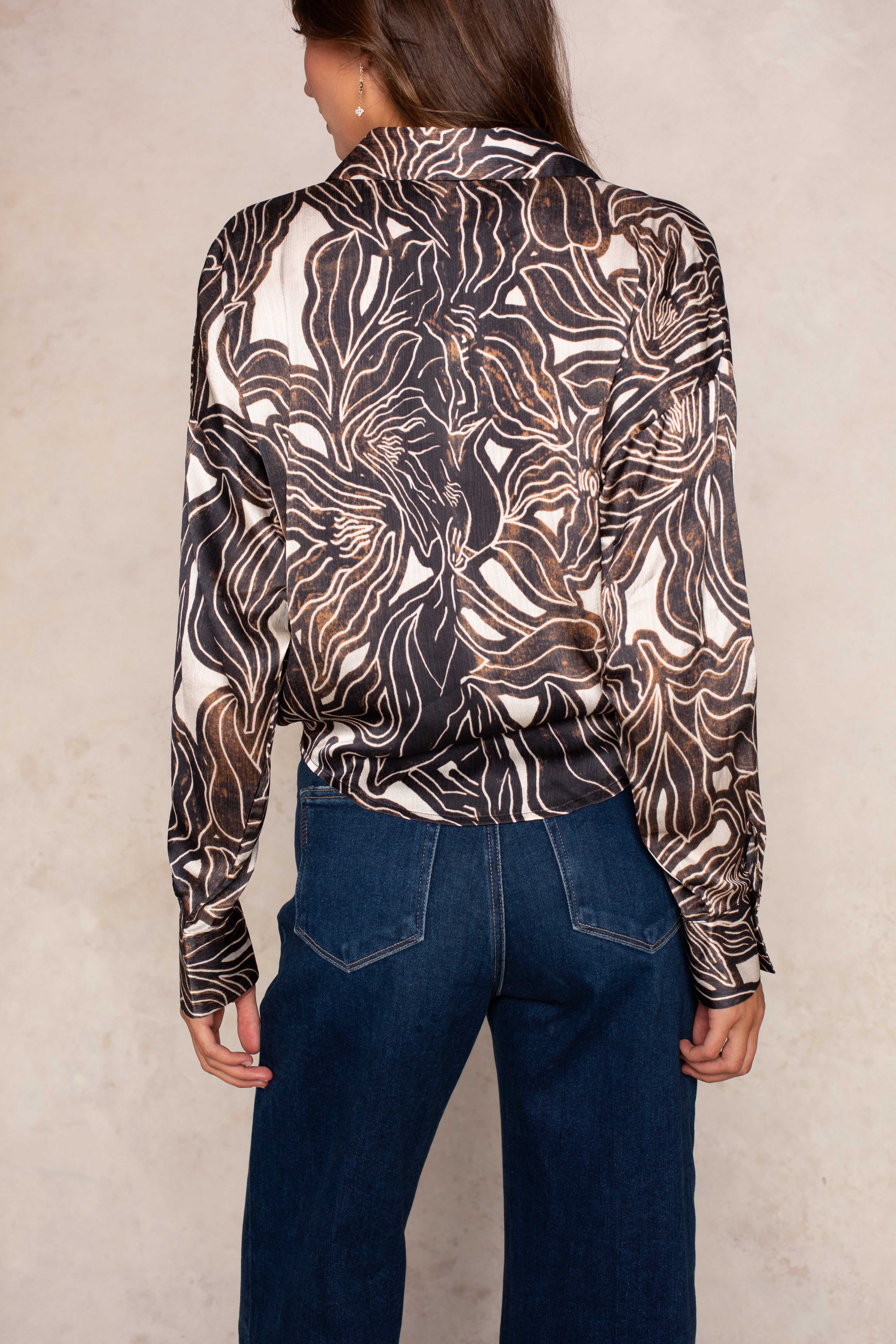 Rue Button Down In Brown/Black Multi