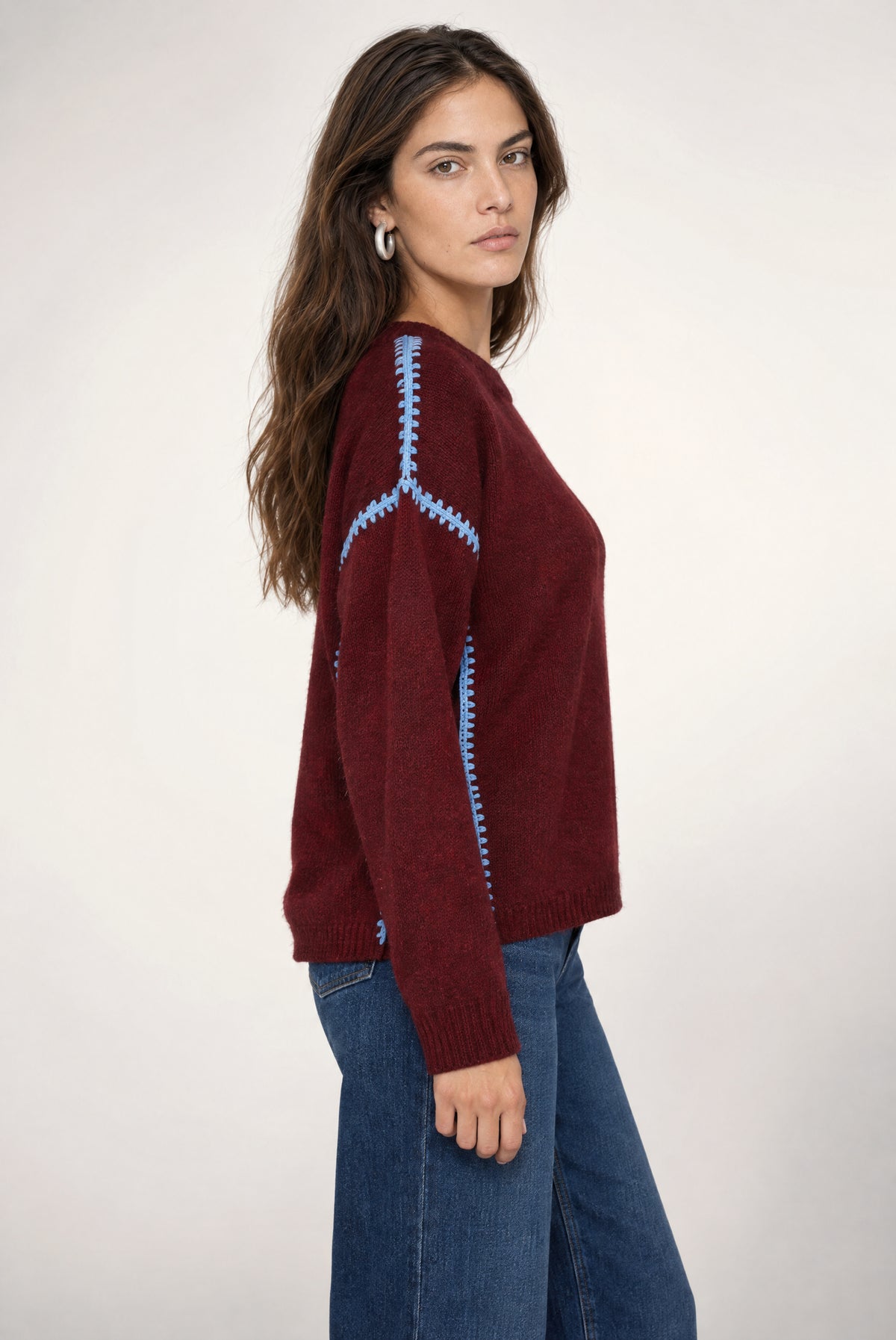 Jenny Sweater In Burgundy Blue
