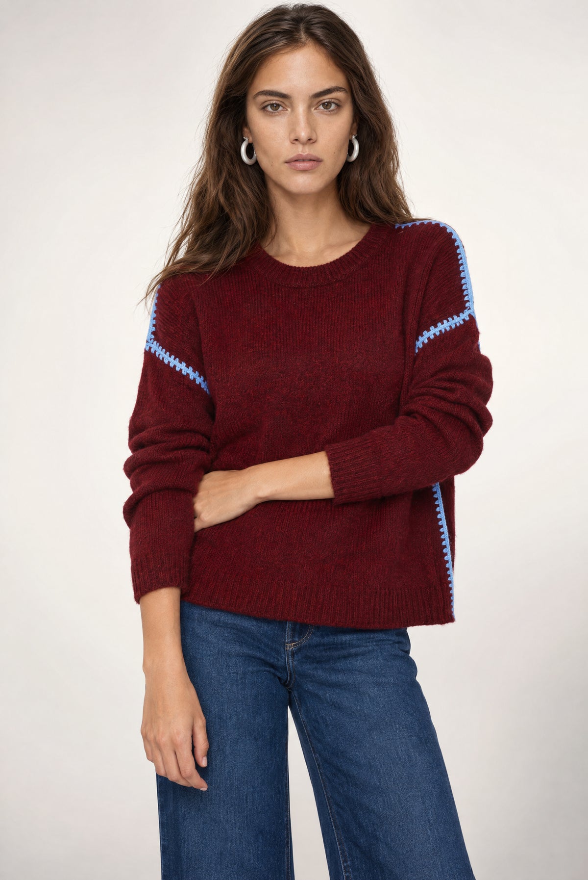 Jenny Sweater In Burgundy Blue