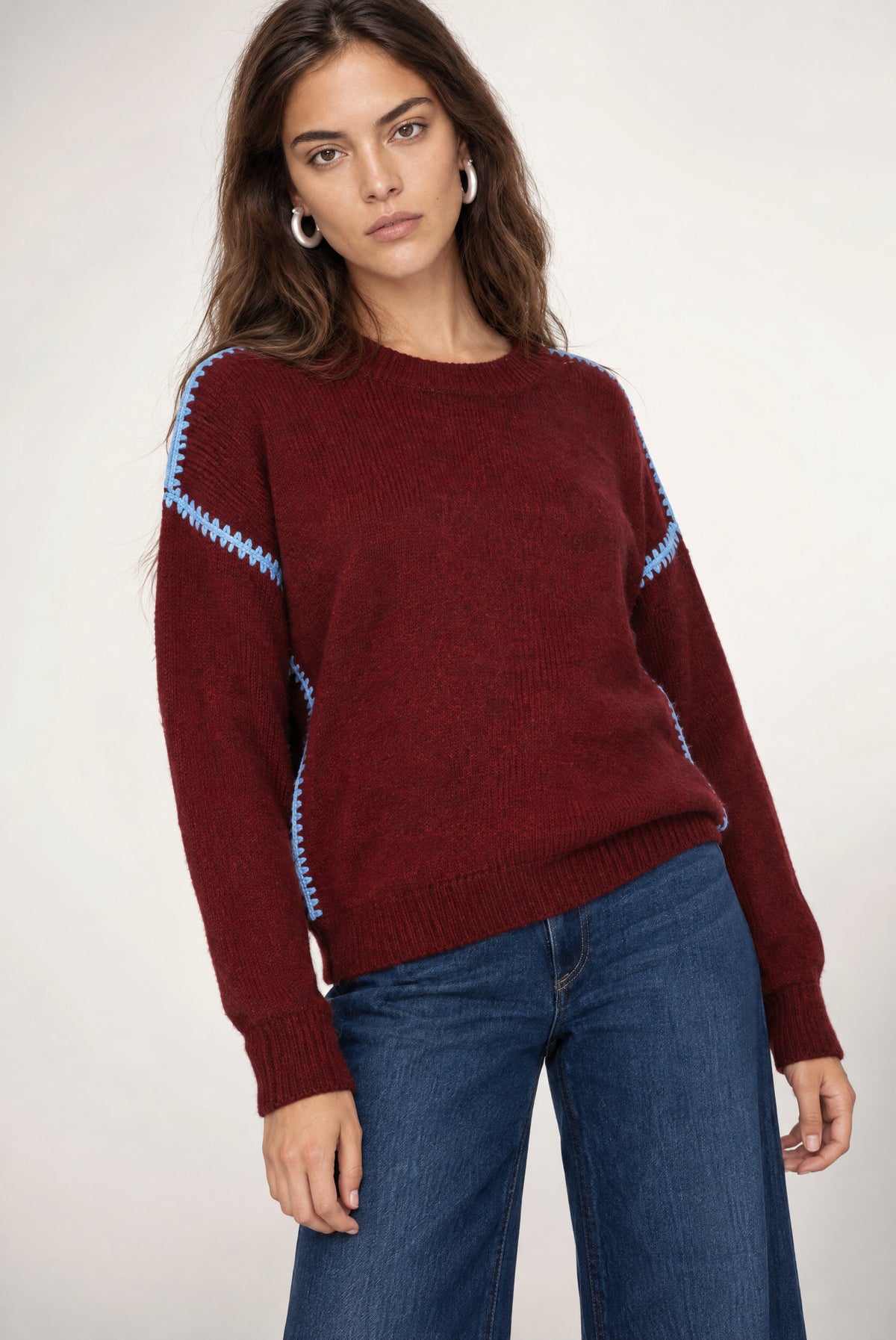 Jenny Sweater In Burgundy Blue