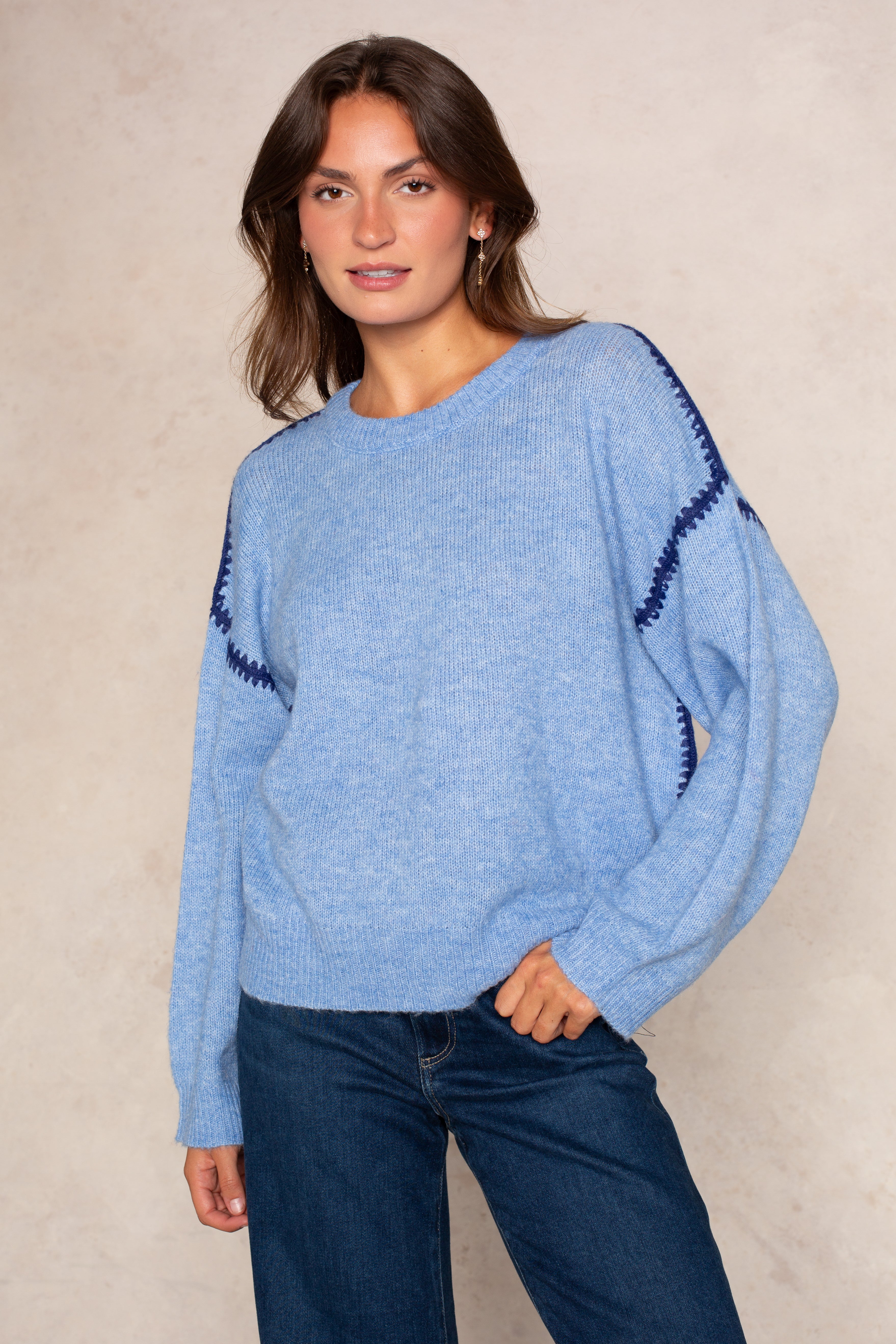 Jenny Sweater In Light Blue Navy