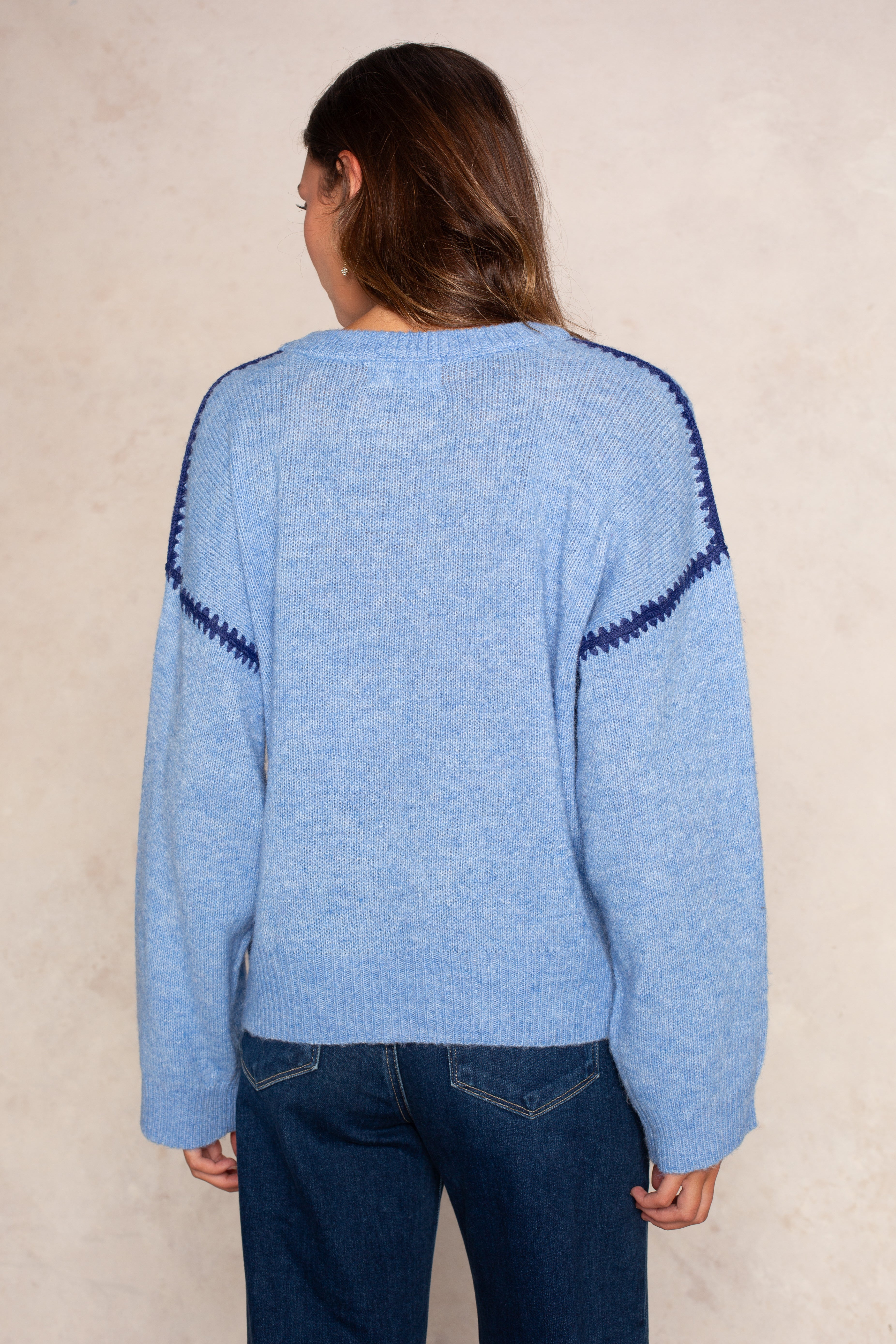 Jenny Sweater In Light Blue Navy