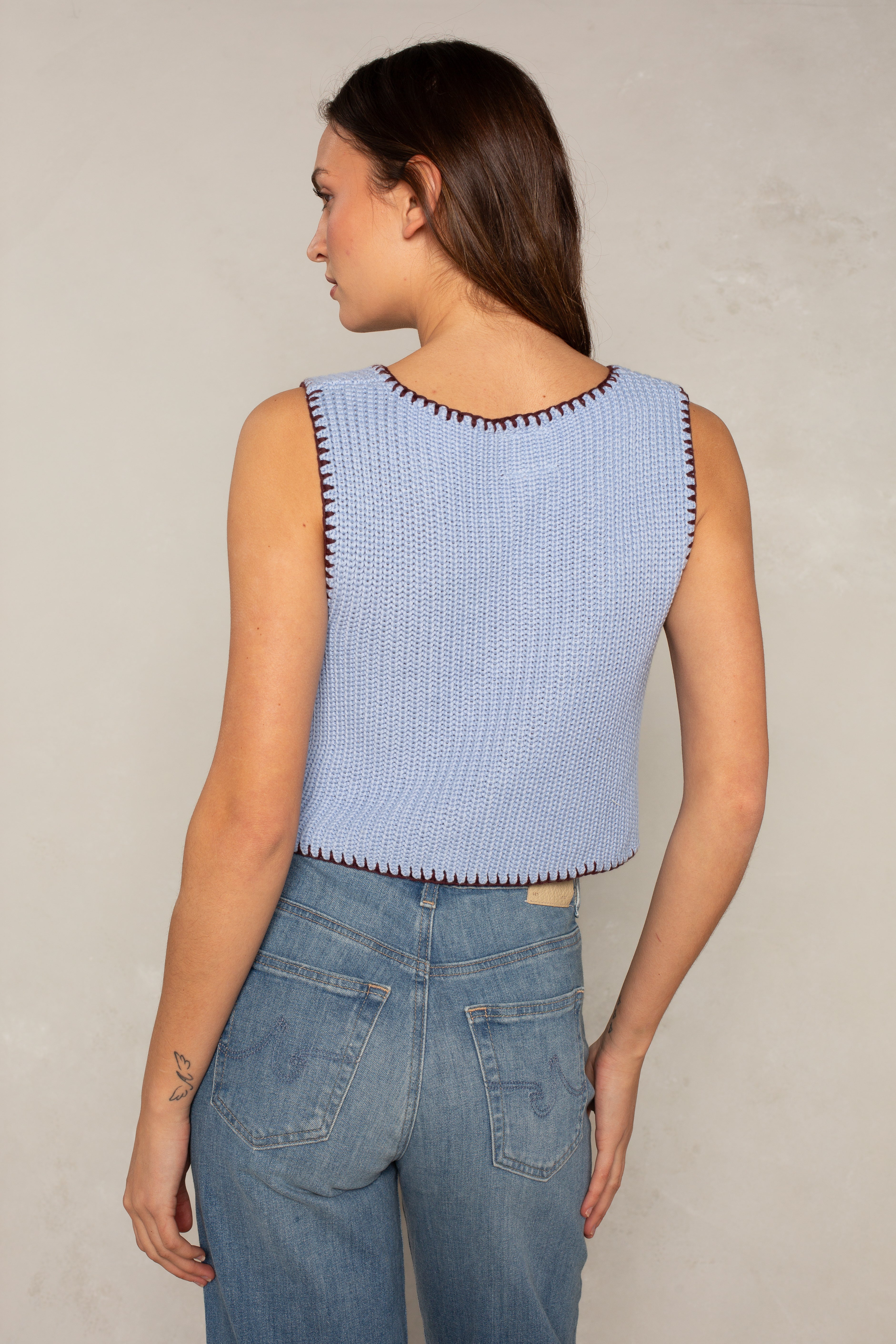 Andrea Contrast Stitch Sweater Tank