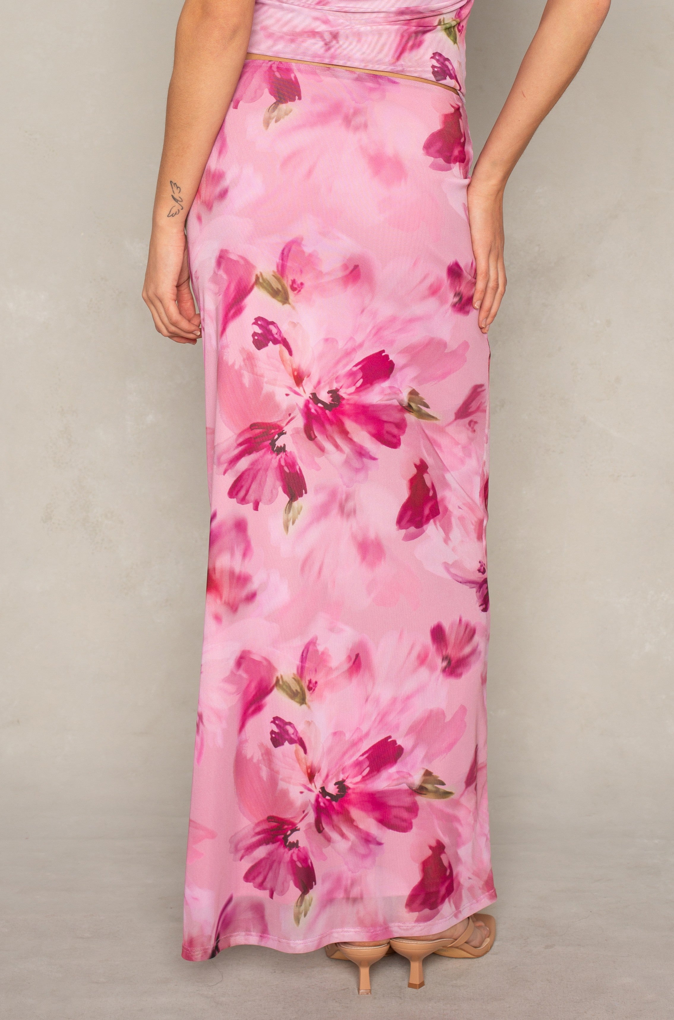 Flora Mesh Midi Skirt