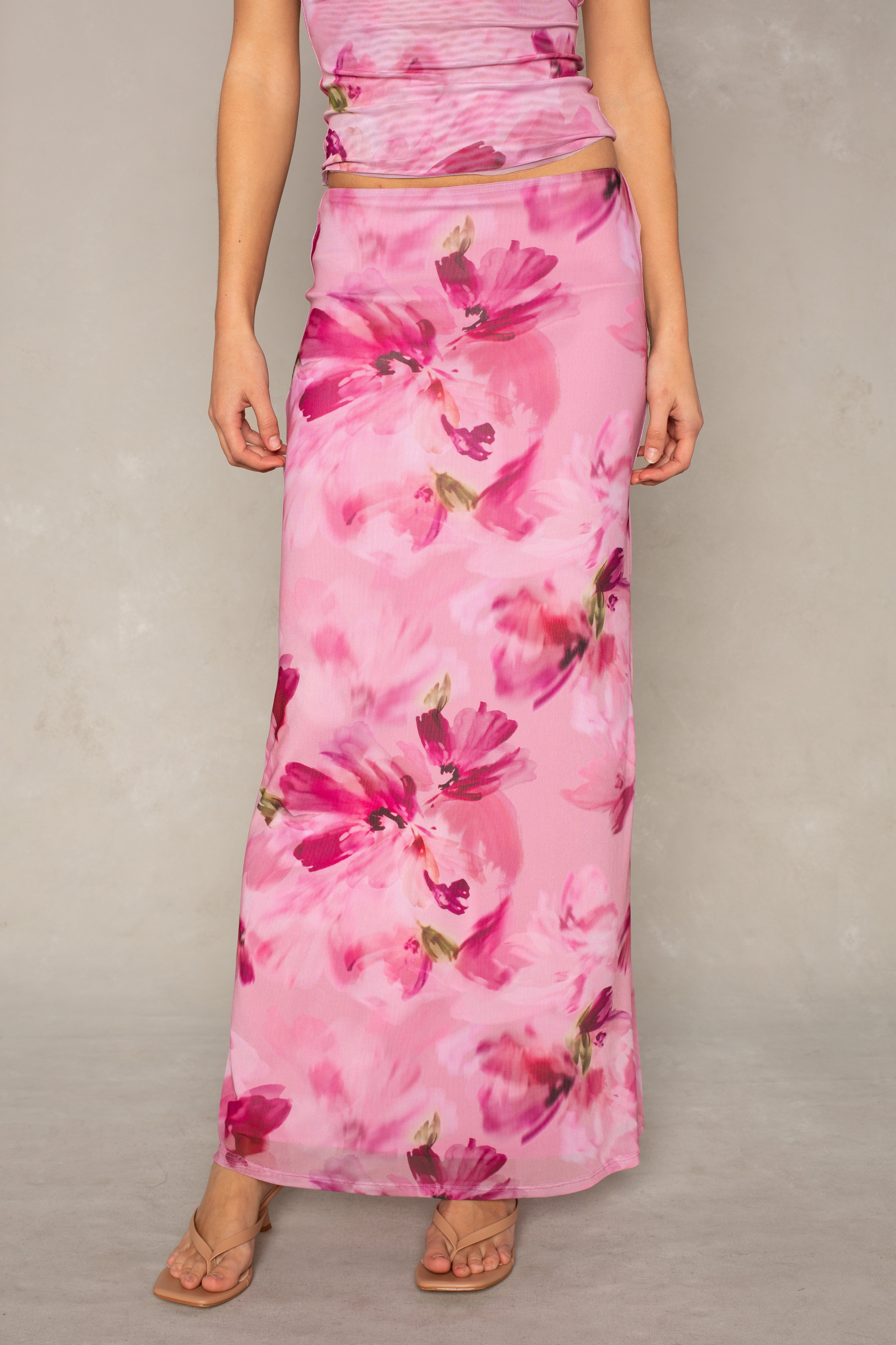 Flora Mesh Midi Skirt