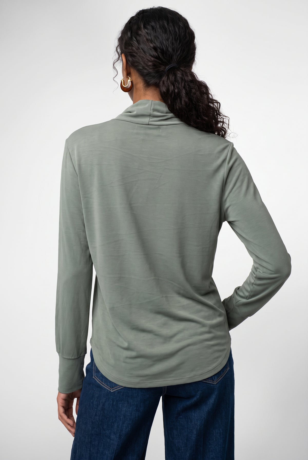 Gina Wrap Cupro Long Sleeve In Olive