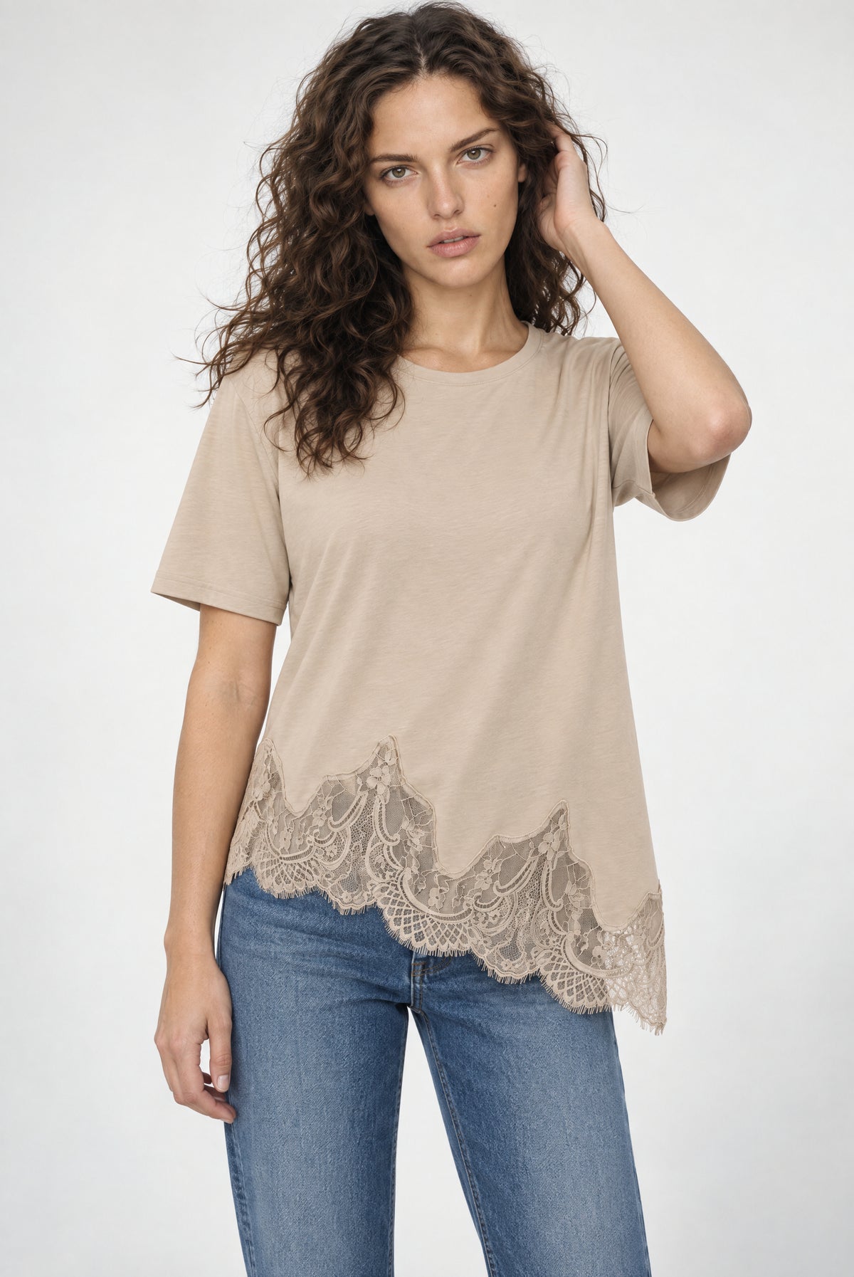 Jane Lace Trim Short Sleeve Tee
