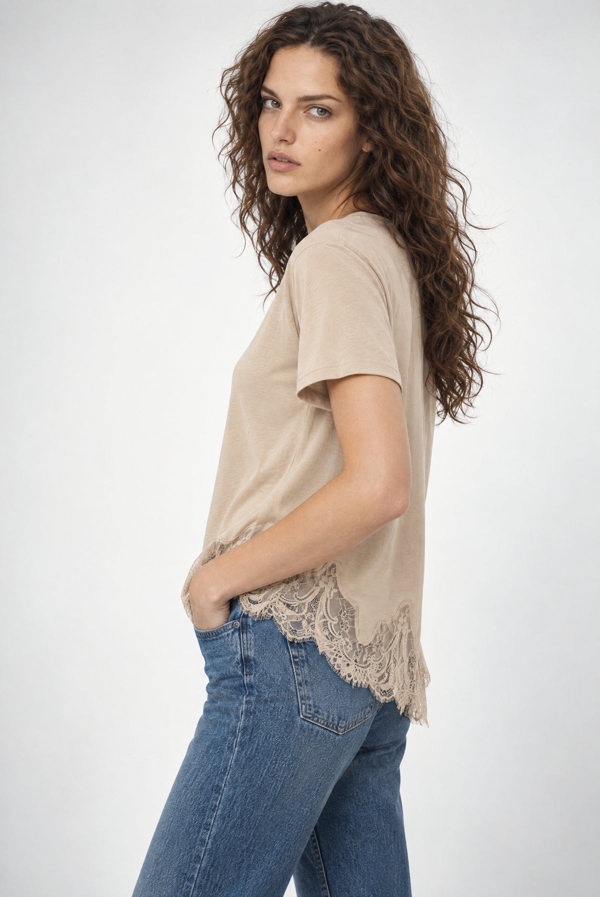 Jane Lace Trim Short Sleeve Tee
