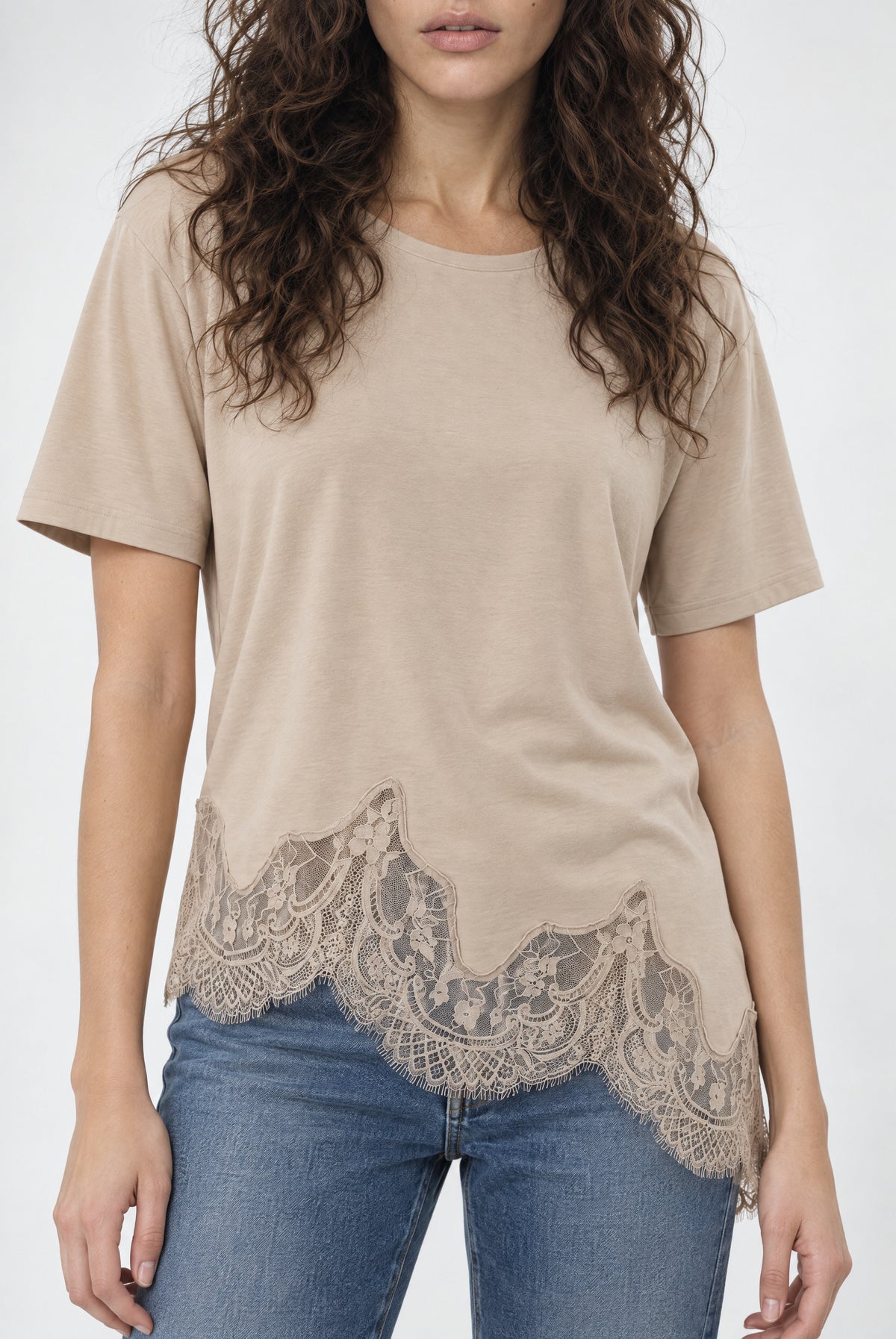 Jane Lace Trim Short Sleeve Tee