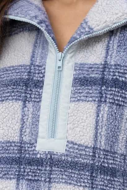 Stevie Printed Sherpa Jacket In Icy Blue