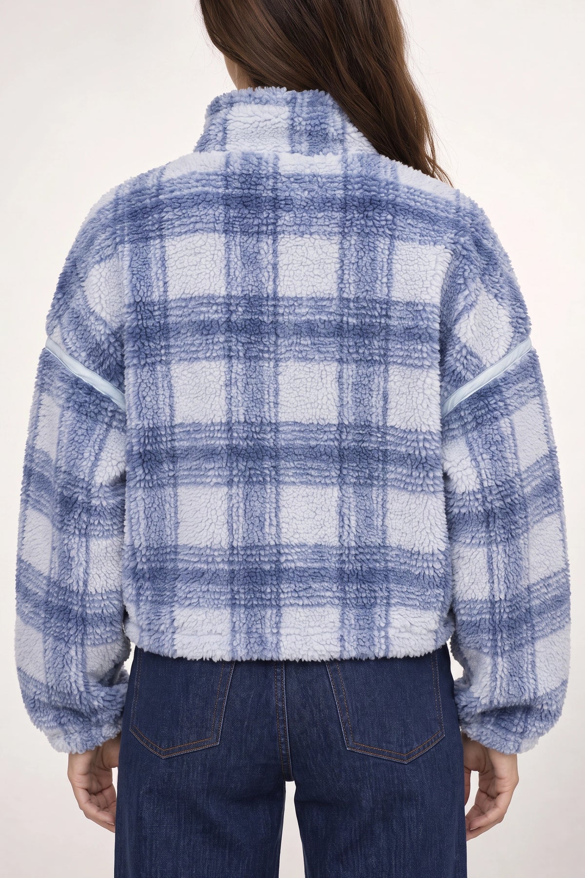 Stevie Printed Sherpa Jacket In Icy Blue